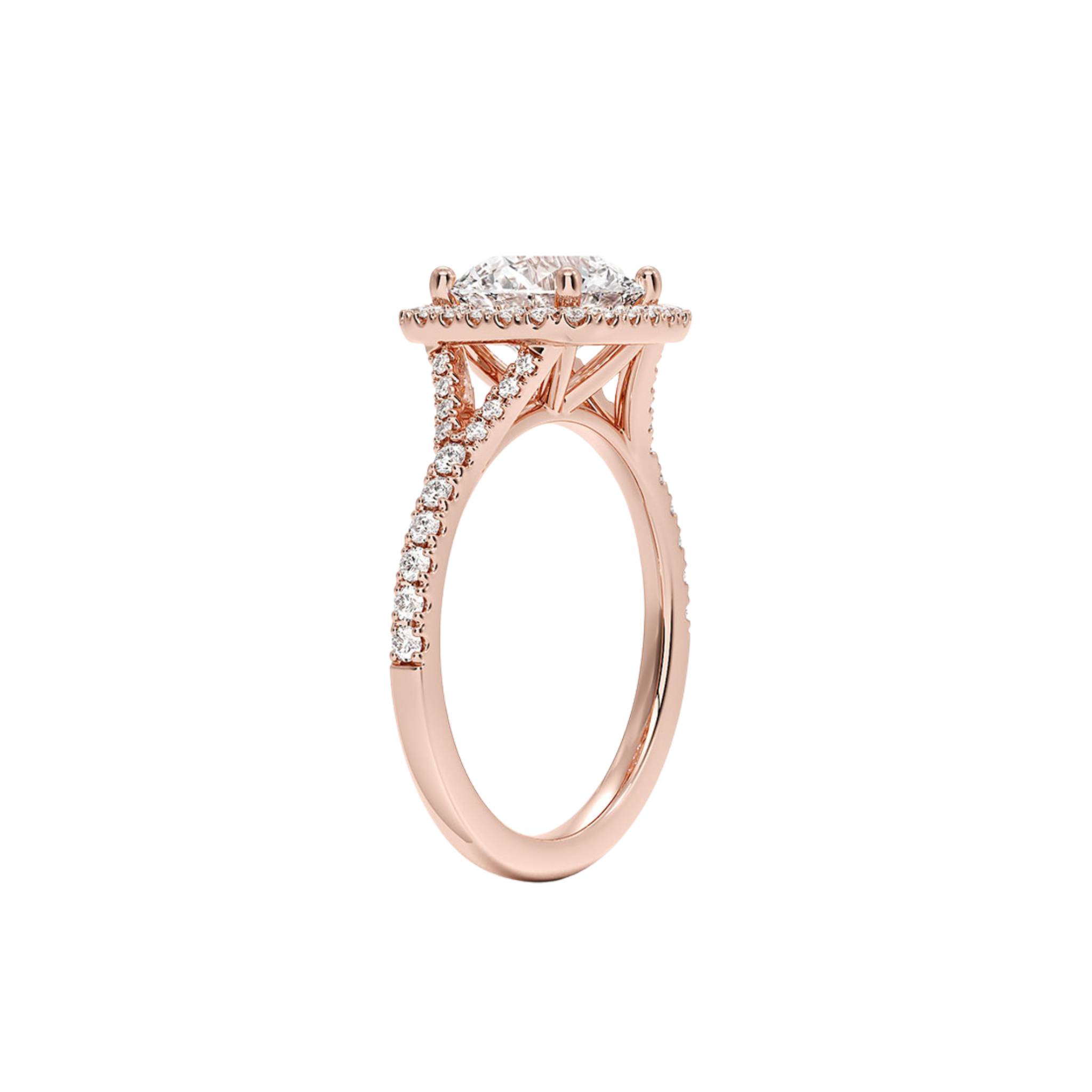 Lyonesse Halo Split Shank Pavé Ring 18K Rose Gold - Best prices for jewelry and diamonds. The best jewelry to shop in Dubai and Abu Dhabi - Dubai Tourism. Best Shopping in Dubai Mall - Fashion Avenue, Mall of Emirates, Dubai, Palm Jumeirah and UAE. Hip-hop custom jewelry and manufacturer supplier - diamond and gold wholesaler. The best place to visit in Dubai during vacation. Richie Gold & Diamond is located in Dubai Gold Souk