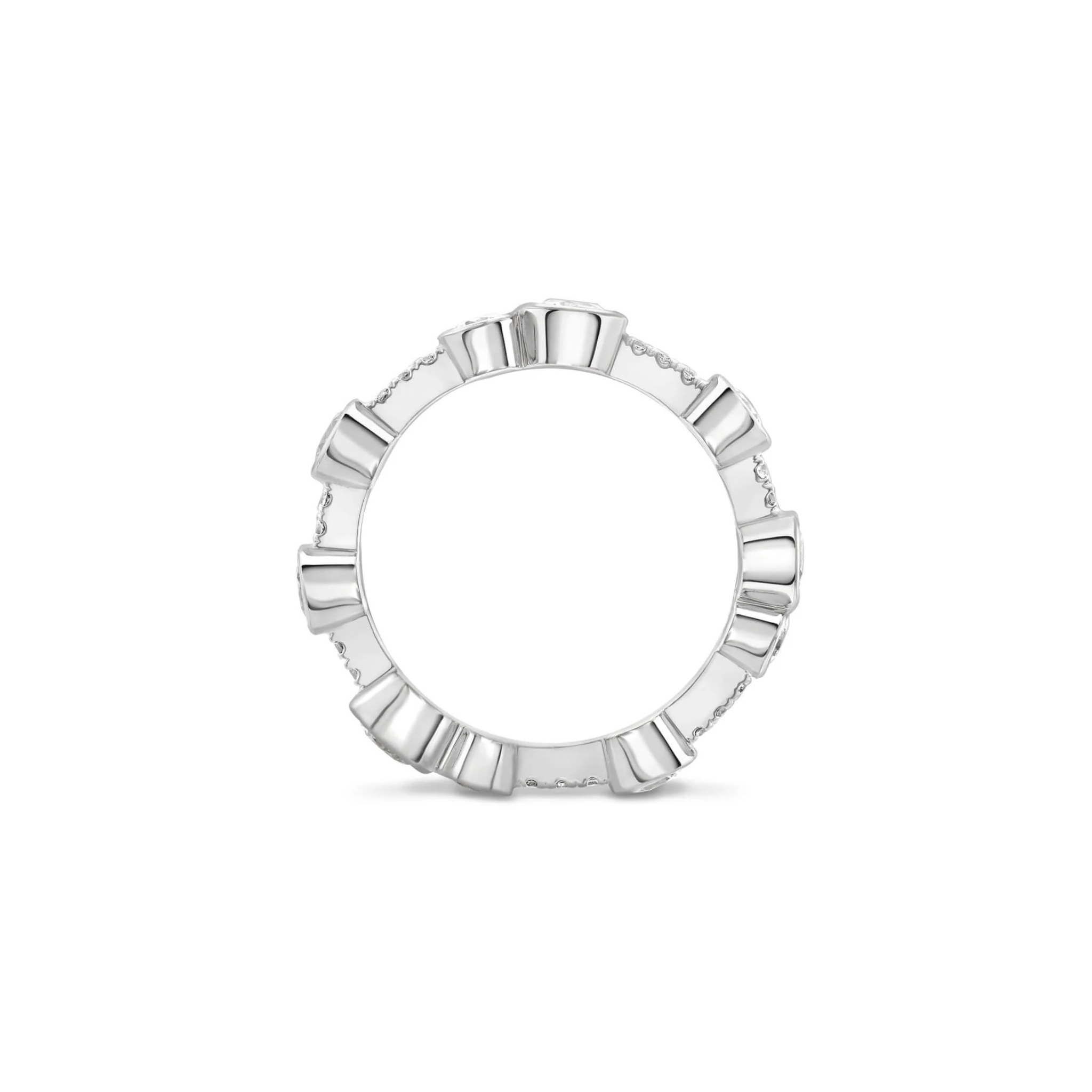 Maristel Diamond Bezel and Pavé Band in 18K White Gold - Natural diamond and lab grown diamond engagement rings and wedding bands at unbeatable prices. Best bridal jewelry collections in Dubai and Abu Dhabi, featuring custom-made rings, timeless solitaires, and luxury wedding sets. Richie Gold & Diamond in the heart of Dubai Gold Souk — your trusted destination for engagement rings, wedding bands, and fine jewelry in the UAE, Dubai Mall, Fashion Avenue, Mall of the Emirates, and Palm Jumeirah.