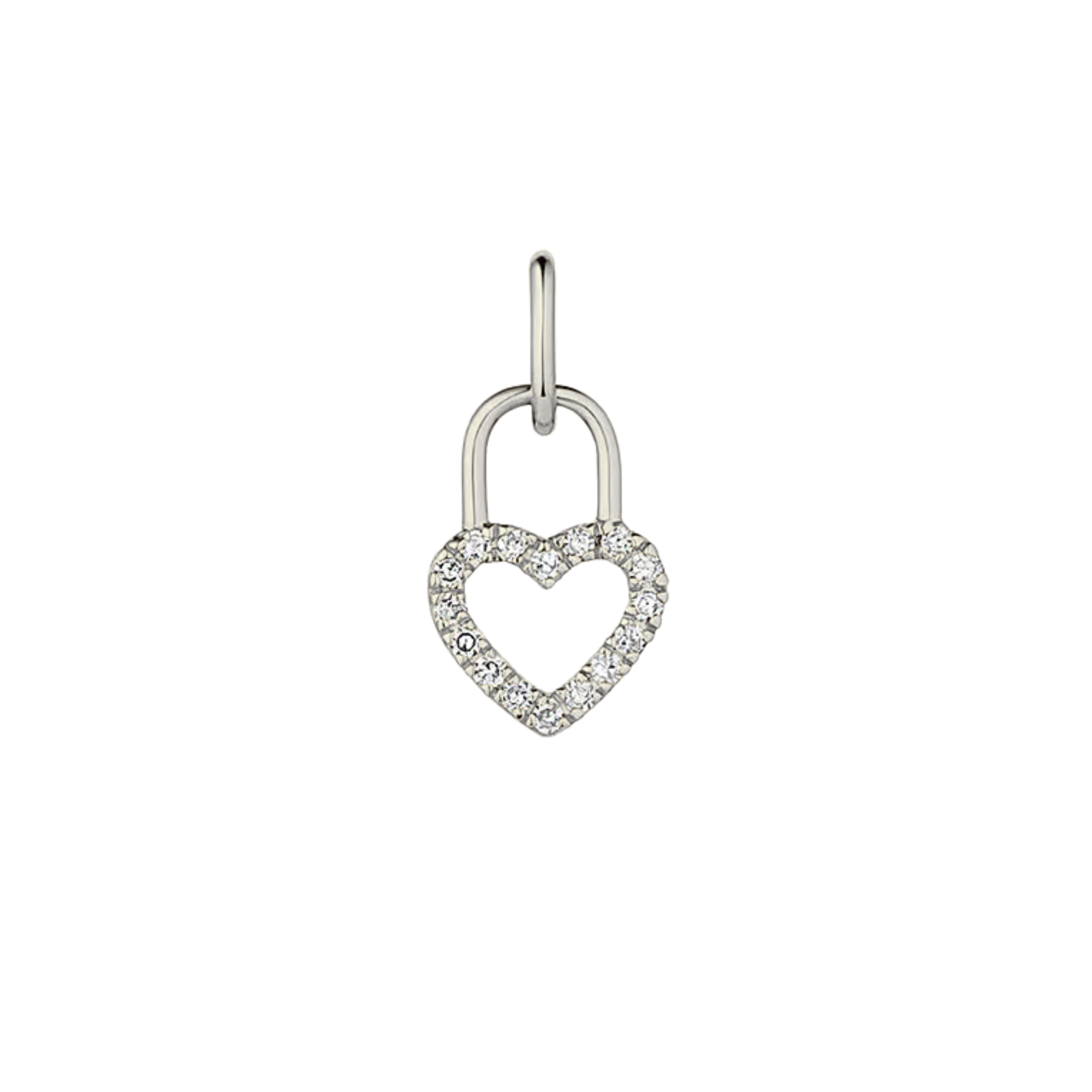 Maristela Diamond Heart Lock Charm 18K White Gold - Natural Diamonds & Lab Grown Diamonds  - Best prices for jewelry and diamonds. The best jewelry to shop in Dubai and Abu Dhabi - Dubai Tourism. Best Shopping in Dubai Mall - Fashion Avenue, Mall of Emirates, Dubai, Palm Jumeirah and UAE. Hip-hop custom jewelry and manufacturer supplier - diamond and gold wholesaler. The best place to visit in Dubai during vacation. Richie Gold & Diamond is located in Dubai Gold Souk