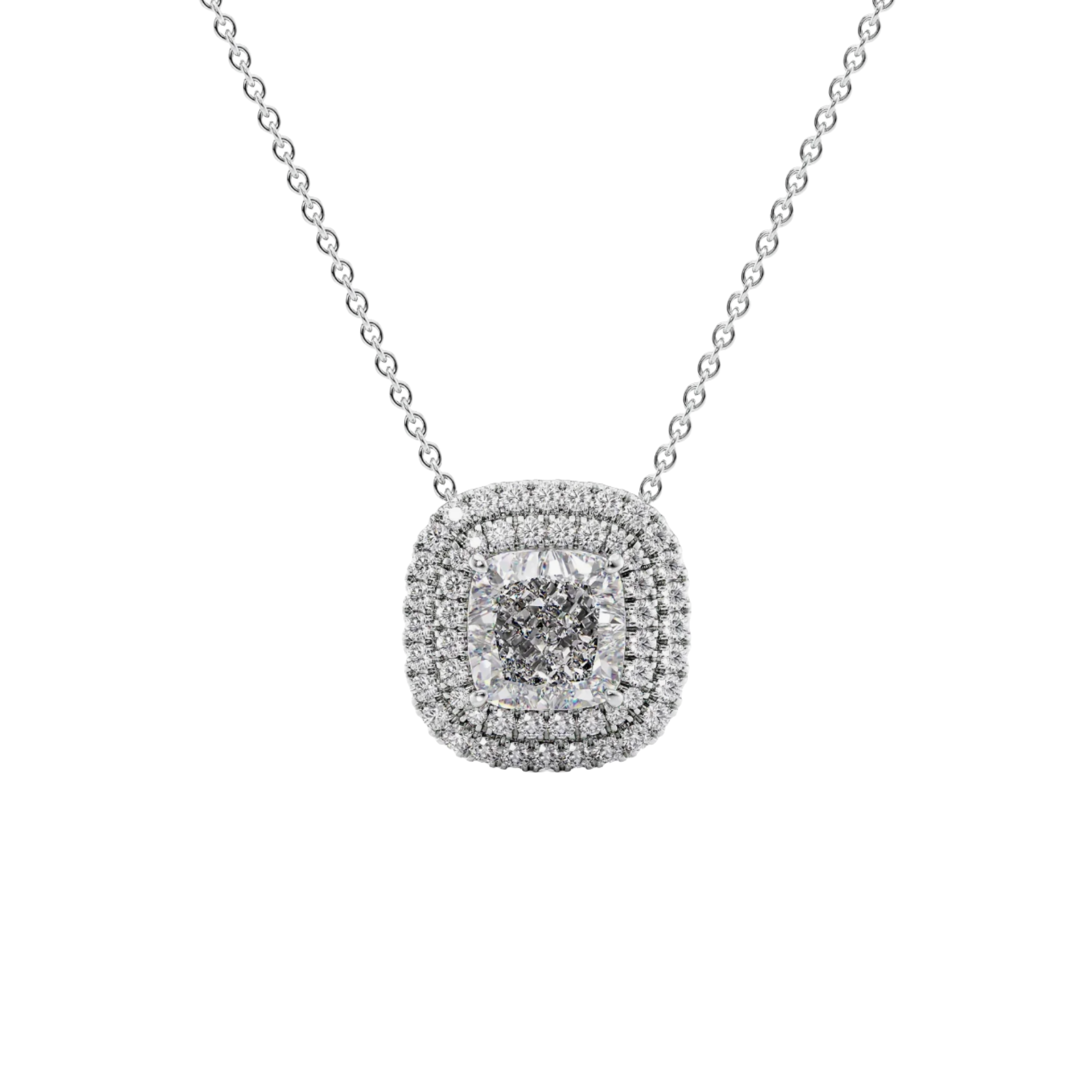 Ondara Cushion-Cut Diamond Double Halo Pendant 18K White Gold - Holiday Gifts, Gifts for Her, Gifts for wife, Bridemaids Gifts, Best Online Jewelry Store, Most Reputable Diamond Jewelry Store, Best Online Jewelry Dubai, Europe and North America. Fast Online Shipping Jewelry, Natural Diamond Jewelry, Lab Grown Diamond Jewelry, Best Birthday Gift Ideas, Best Anniversary Gift Ideas, Best Christmas Gift Idea, Best Engagement Ring Brand, Best Jewelry Brand, Christmas Shopping. 