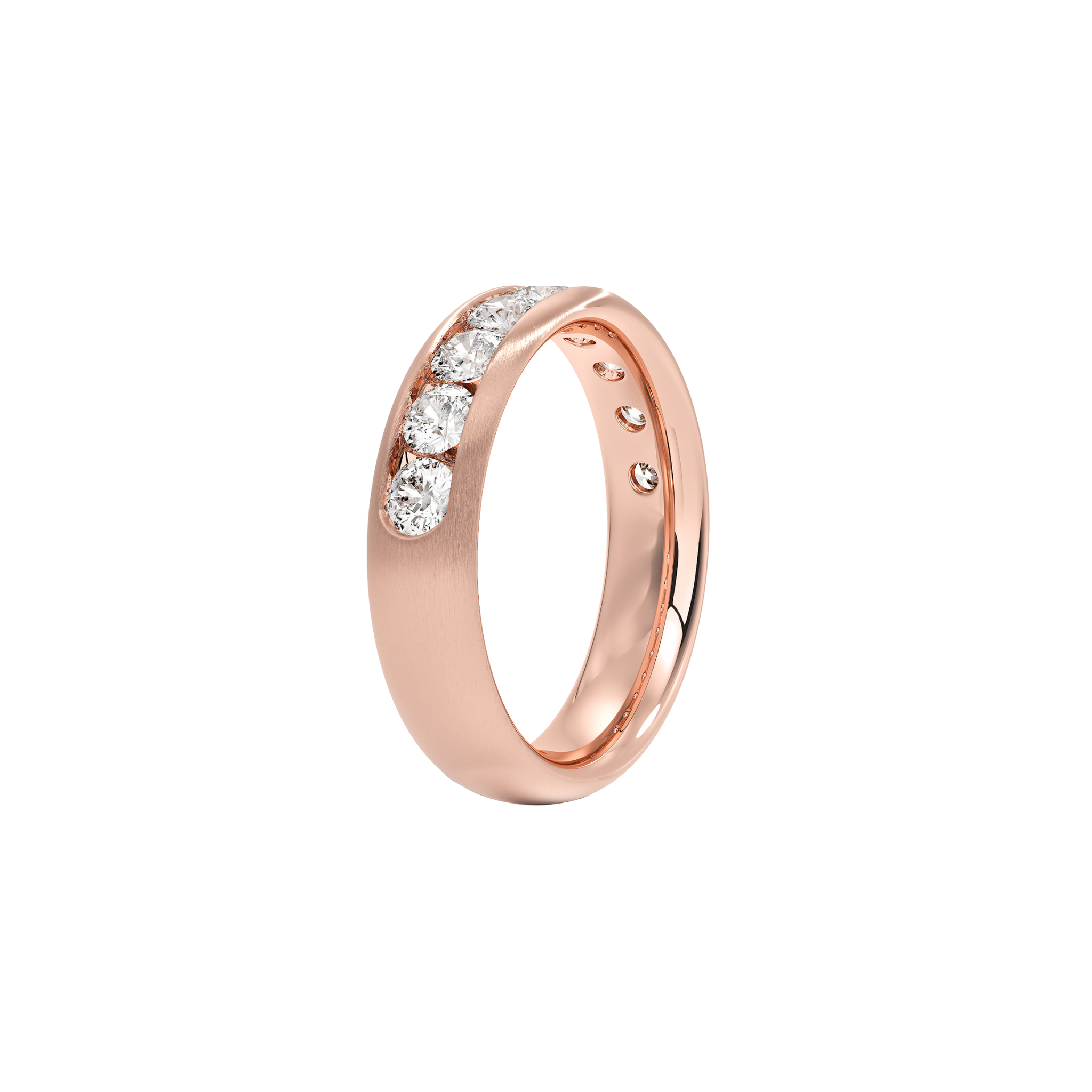 Rhenne Wide Channel Diamond Band in 18K Rose Gold - Natural diamond and lab grown diamond engagement rings and wedding bands at unbeatable prices. Best bridal jewelry collections in Dubai and Abu Dhabi, featuring custom-made rings, timeless solitaires, and luxury wedding sets. Richie Gold & Diamond in the heart of Dubai Gold Souk — your trusted destination for engagement rings, wedding bands, and fine jewelry in the UAE, Dubai Mall, Fashion Avenue, Mall of the Emirates, and Palm Jumeirah