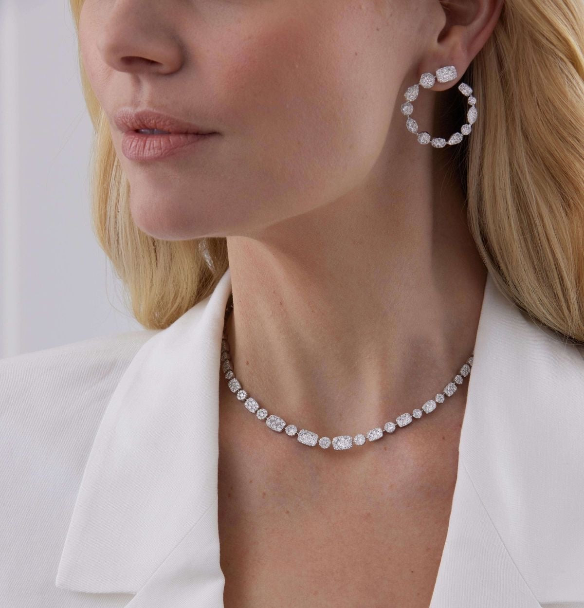 Custom Tennis Necklace, Dubai Jeweller Richie Gold & Diamonds - Best Prices in Dubai & Gold Souk. Natural & Lab Grown Tennis Necklaces, Round Cut Tennis Necklace, Mix Cut Tennis Necklace, Oval Tennis Necklace, Fancy Cut Diamonds Tennis, Classic Diamond Tennis -  Cluster Diamond Tennis Necklace