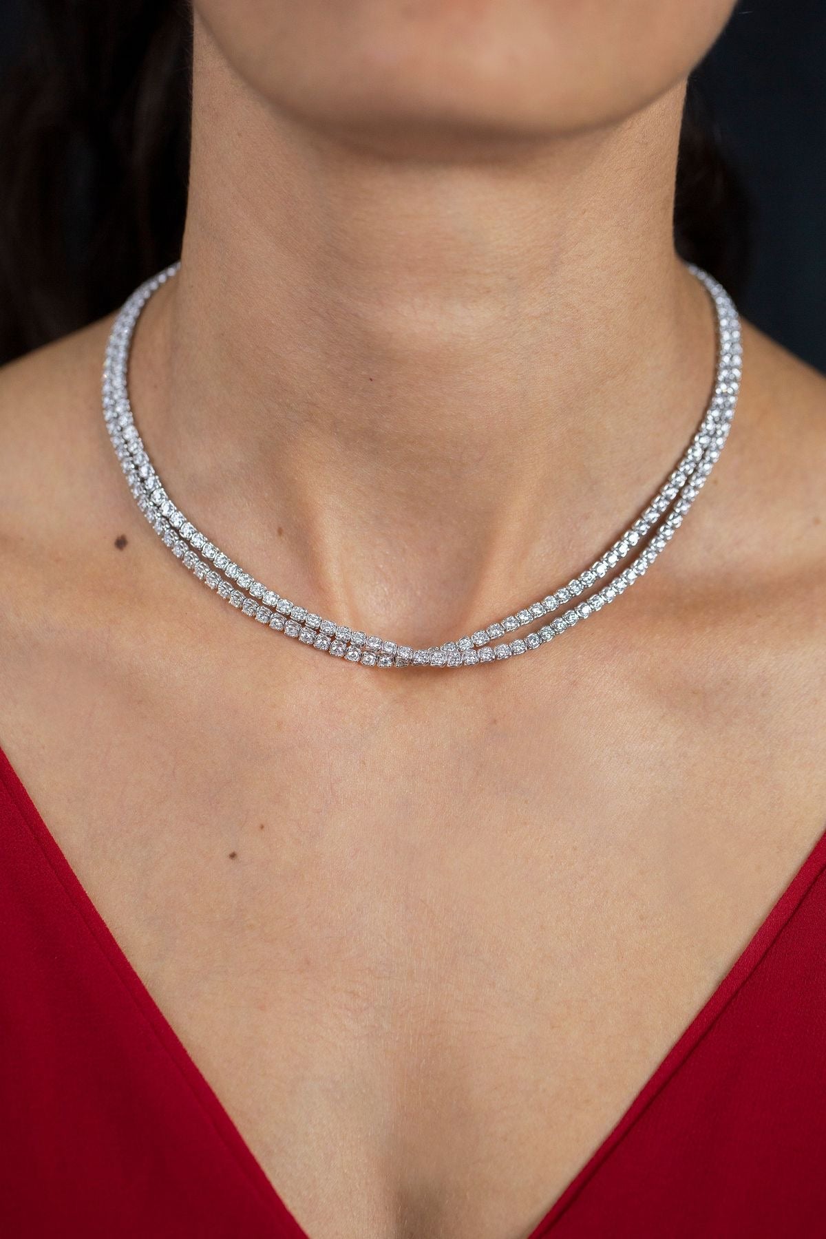 Custom Tennis Necklace, Dubai Jeweller Richie Gold & Diamonds - Best Prices in Dubai & Gold Souk. Natural & Lab Grown Tennis Necklaces, Round Cut Tennis Necklace, Mix Cut Tennis Necklace, Fancy Cut Diamonds Tennis Necklace, Classic Diamond Tennis - Double Diamond Tennis Necklace