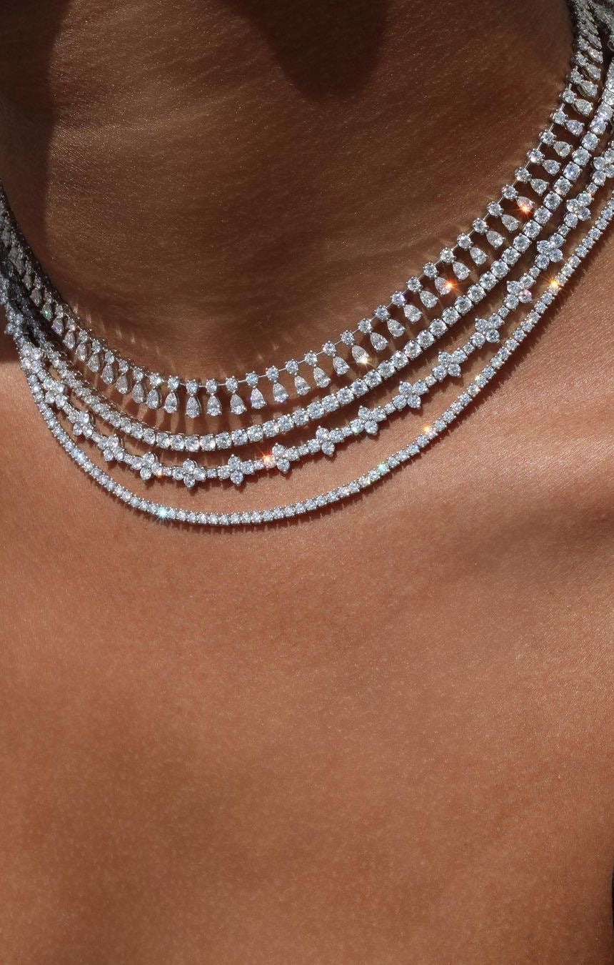 Custom Tennis Necklace, Dubai Jeweller Richie Gold & Diamonds - Best Prices in Dubai & Gold Souk. Natural & Lab Grown Tennis Necklaces, Round Cut Tennis Necklace, Mix Cut Tennis Necklace, Oval Tennis Necklace, Fancy Cut Diamonds Tennis Necklace, Classic Diamond Tennis Necklaces - Layered Modern Tennis Necklace