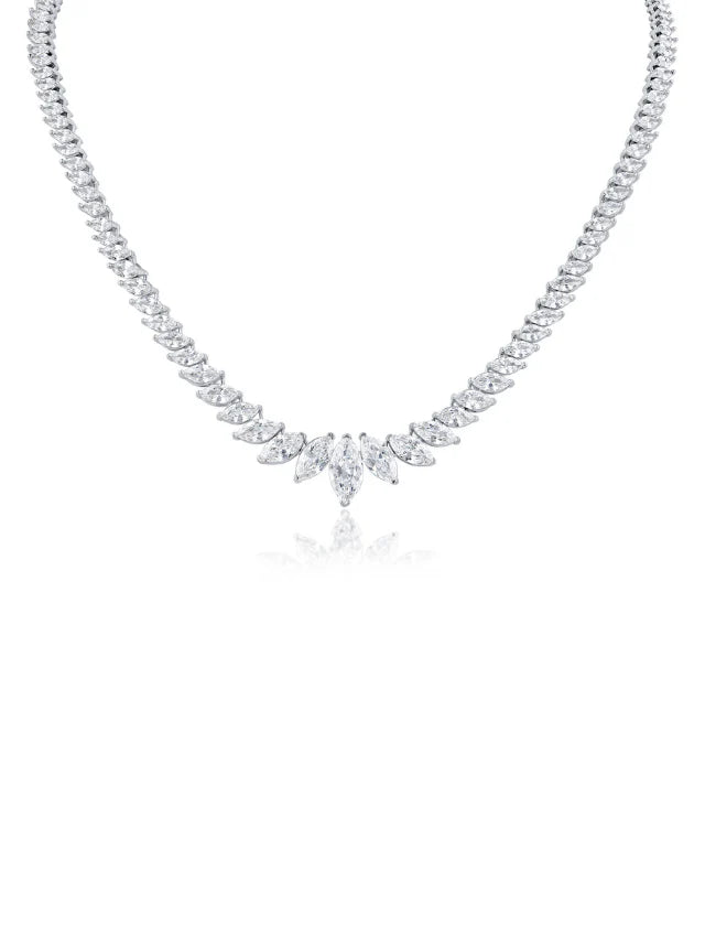Custom Tennis Necklace, Dubai Jeweller Richie Gold & Diamonds - Best Prices in Dubai Gold Souk. Natural & Lab Grown Tennis Necklaces, Mix Cut Tennis, Fancy Cut Diamonds Tennis Necklace, Classic Diamond Tennis - Marquise Diamond Line Tennis Necklace
