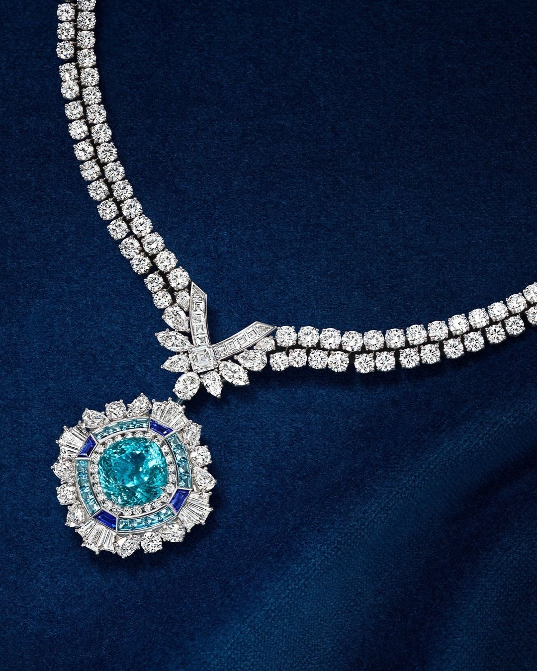 Best High jewelry collections crafted with rare diamonds, vibrant gemstones — unmatched craftsmanship. Custom high jewelry pieces to signature diamond necklaces, statement earrings, and couture rings, explore the finest luxury jewelry in Dubai and Abu Dhabi. Richie Gold & Diamond specializes custom high jewelry, GIA-certified diamonds, exclusive bridal sets, limited-edition pieces located in Dubai Gold Souk. Natural & Lab Grown Diamond Statement jewelry - Paraiba Tourmaline High Jewelry Necklace