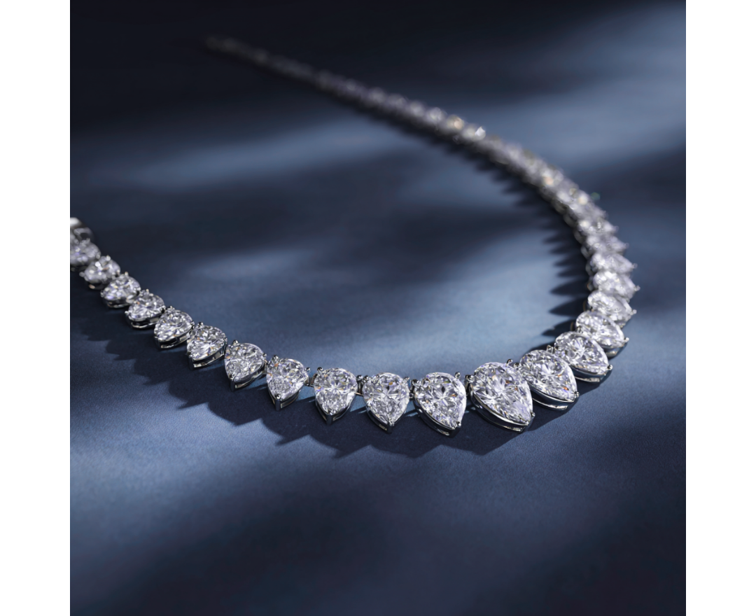 Custom Tennis Necklace, Dubai Jeweller Richie Gold & Diamonds - Best Prices in Dubai & Gold Souk. Natural & Lab Grown Tennis Necklaces, Round Cut Tennis Necklace, Mix Cut Tennis, Oval Tennis, Fancy Cut Diamonds Tennis, Classic Diamond Tennis -  Pear Diamond Tennis Necklace