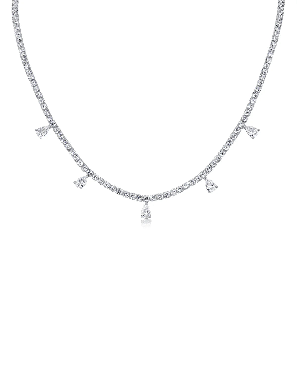 Custom Tennis Necklace, Dubai Jeweller Richie Gold & Diamonds - Best Prices in Dubai & Gold Souk. Natural & Lab Grown Tennis Necklaces, Mix Cut Tennis Necklace, Fancy Cut Diamonds Tennis Necklace, Classic Diamond Tennis - Pear Drop Diamond Tennis Necklace