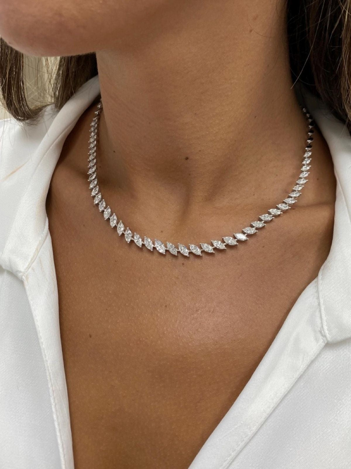 Custom Tennis Necklace, Dubai Jeweller Richie Gold & Diamonds - Best Prices in Dubai & Gold Souk. Natural & Lab Grown Tennis Necklaces, Round Cut Tennis Necklace, Mix Cut Tennis Necklace, Oval Tennis Necklace, Fancy Cut Diamonds Tennis Necklace, Classic Diamond Tennis Necklaces - Marquise Diamond Tennis Necklace