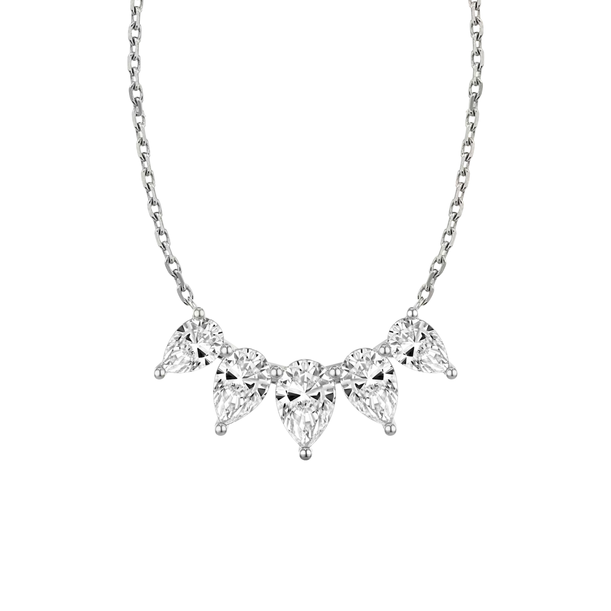 Rivière 5-Stone Pear-Cut Diamond Pendant 18K White Gold - Holiday Gifts, Gifts for Her, Gifts for wife, Bridemaids Gifts, Best Online Jewelry Store, Most Reputable Diamond Jewelry Store, Best Online Jewelry Dubai, Europe and North America. Fast Online Shipping Jewelry, Natural Diamond Jewelry, Lab Grown Diamond Jewelry, Best Birthday Gift Ideas, Best Anniversary Gift Ideas, Best Christmas Gift Idea, Best Engagement Ring Brand, Best Jewelry Brand, Christmas Shopping. 