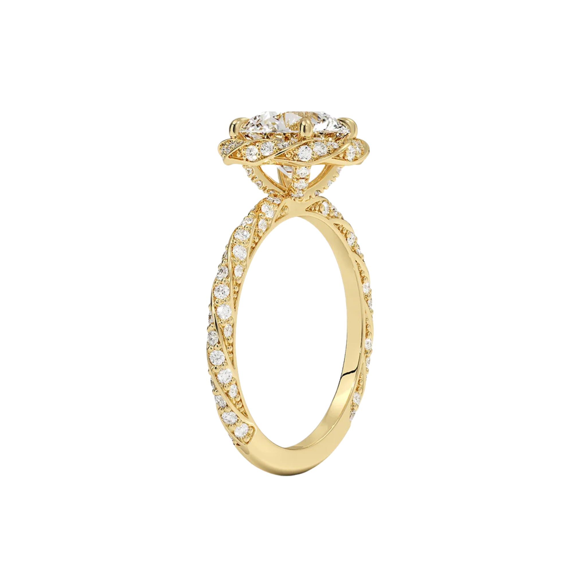 Roselune Round Brilliant Rose Bud Pavé Ring in 18K Gold - Best prices for jewelry and diamonds. The best jewelry to shop in Dubai and Abu Dhabi - Dubai Tourism. Best Shopping in Dubai Mall - Fashion Avenue, Mall of Emirates, Dubai, Palm Jumeirah and UAE. Hip-hop custom jewelry and manufacturer supplier - diamond and gold wholesaler. The best place to visit in Dubai during vacation. Richie Gold & Diamond is located in Dubai Gold Souk