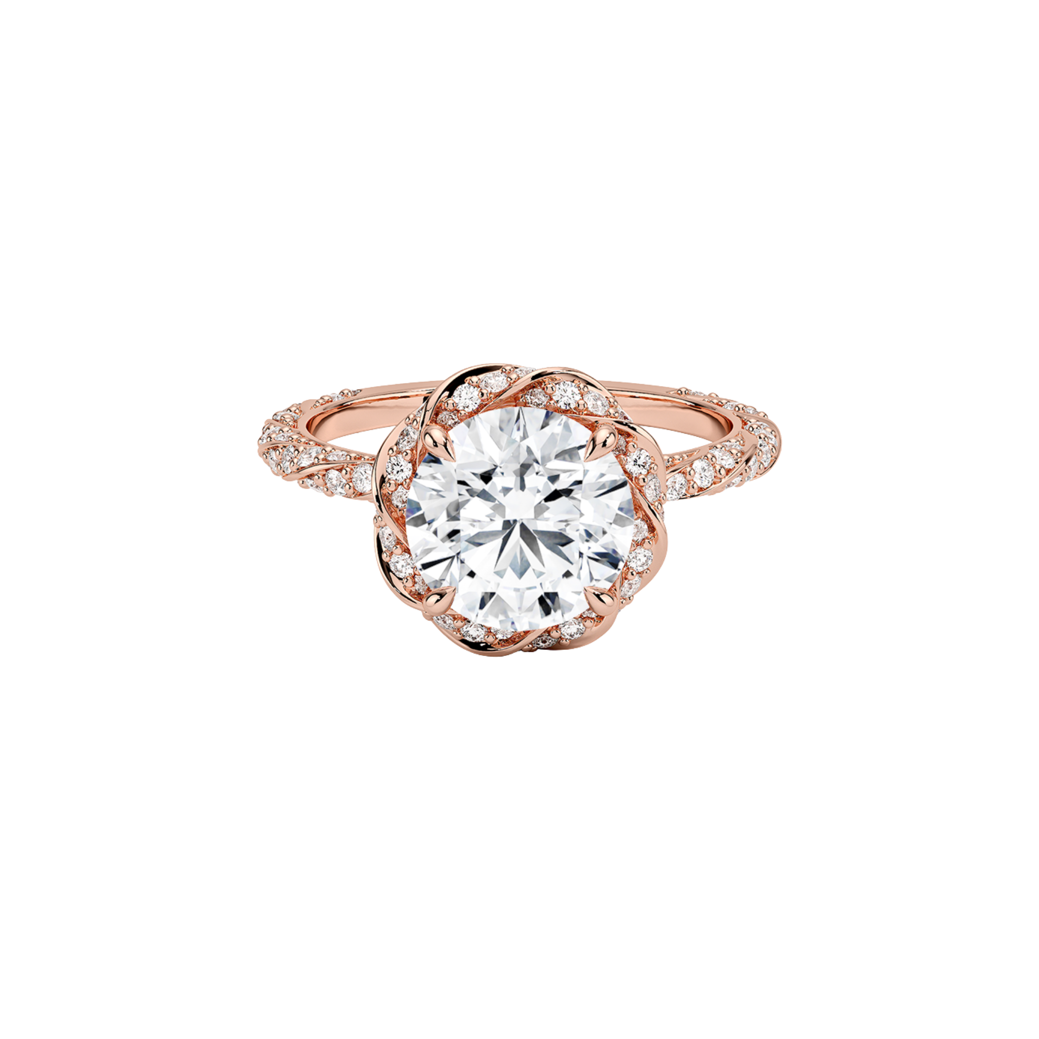 Roselune Round Brilliant Rose Bud Pavé Ring in 18K Rose Gold - Best prices for jewelry and diamonds. The best jewelry to shop in Dubai and Abu Dhabi - Dubai Tourism. Best Shopping in Dubai Mall - Fashion Avenue, Mall of Emirates, Dubai, Palm Jumeirah and UAE. Hip-hop custom jewelry and manufacturer supplier - diamond and gold wholesaler. The best place to visit in Dubai during vacation. Richie Gold & Diamond is located in Dubai Gold Souk