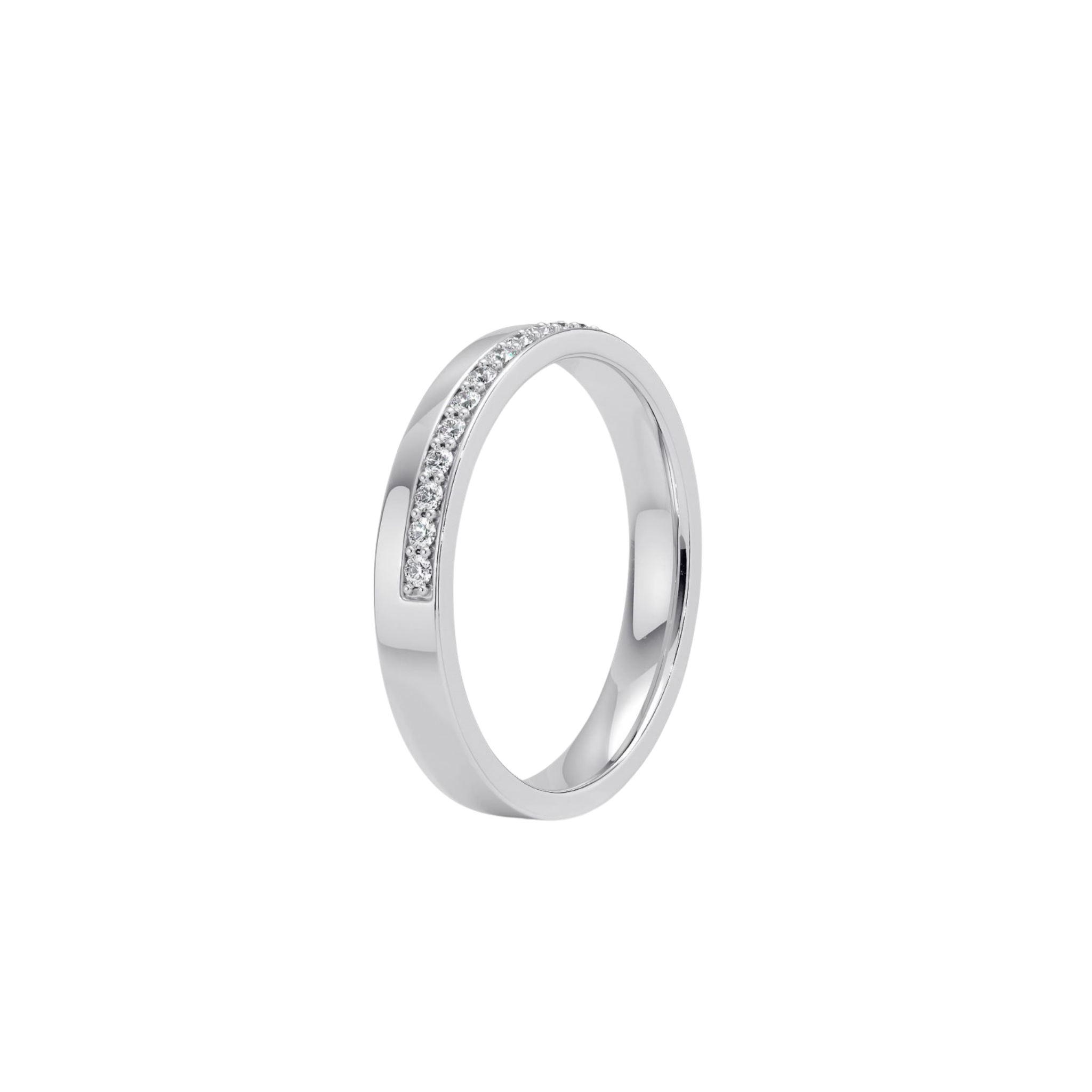 Saelis Pavé Half Band 18K White Gold - Natural diamond and lab grown diamond engagement rings and wedding bands at unbeatable prices. Best bridal jewelry collections in Dubai and Abu Dhabi, featuring custom-made rings, timeless solitaires, and luxury wedding sets. Richie Gold & Diamond in the heart of Dubai Gold Souk — your trusted destination for engagement rings, wedding bands, and fine jewelry in the UAE, Dubai Mall, Fashion Avenue, Mall of the Emirates, and Palm Jumeirah