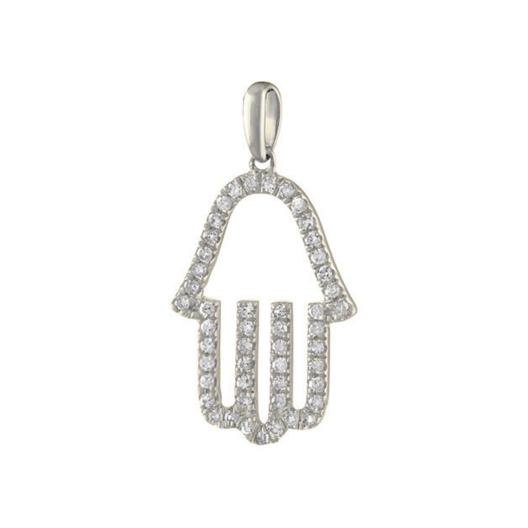 Safiya Diamond Hamsa Charm 18K White Gold - Natural Diamonds & Lab Grown Diamonds  - Best prices for jewelry and diamonds. The best jewelry to shop in Dubai and Abu Dhabi - Dubai Tourism. Best Shopping in Dubai Mall - Fashion Avenue, Mall of Emirates, Dubai, Palm Jumeirah and UAE. Hip-hop custom jewelry and manufacturer supplier - diamond and gold wholesaler. The best place to visit in Dubai during vacation. Richie Gold & Diamond is located in Dubai Gold Souk