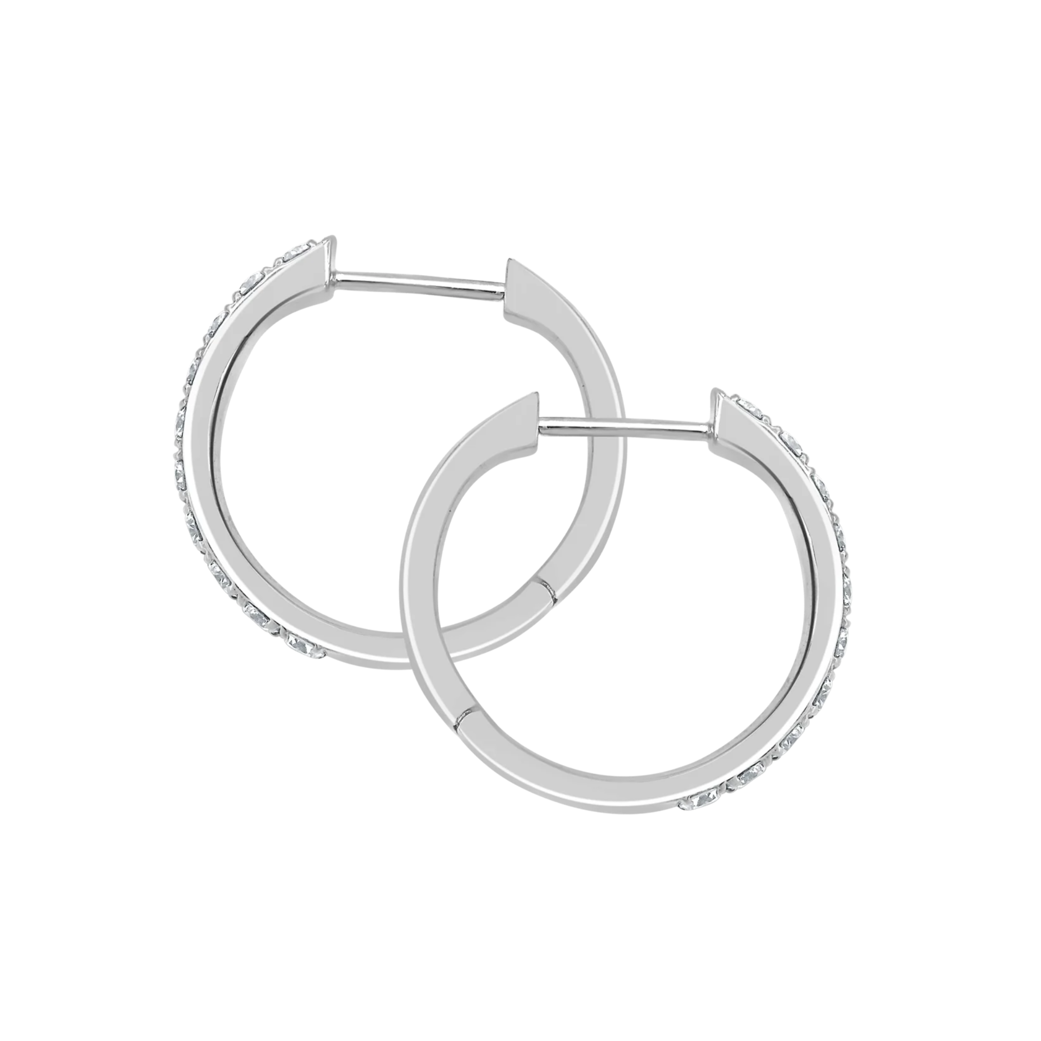 Serel Medium Classic Diamond Huggie Earrings 18K White Gold - Natural Diamonds & Lab Grown Diamonds  - Best prices for jewelry and diamonds. The best jewelry to shop in Dubai and Abu Dhabi - Dubai Tourism. Best Shopping in Dubai Mall - Fashion Avenue, Mall of Emirates, Dubai, Palm Jumeirah and UAE. Hip-hop custom jewelry and manufacturer supplier - diamond and gold wholesaler. The best place to visit in Dubai during vacation. Richie Gold & Diamond is located in Dubai Gold Souk