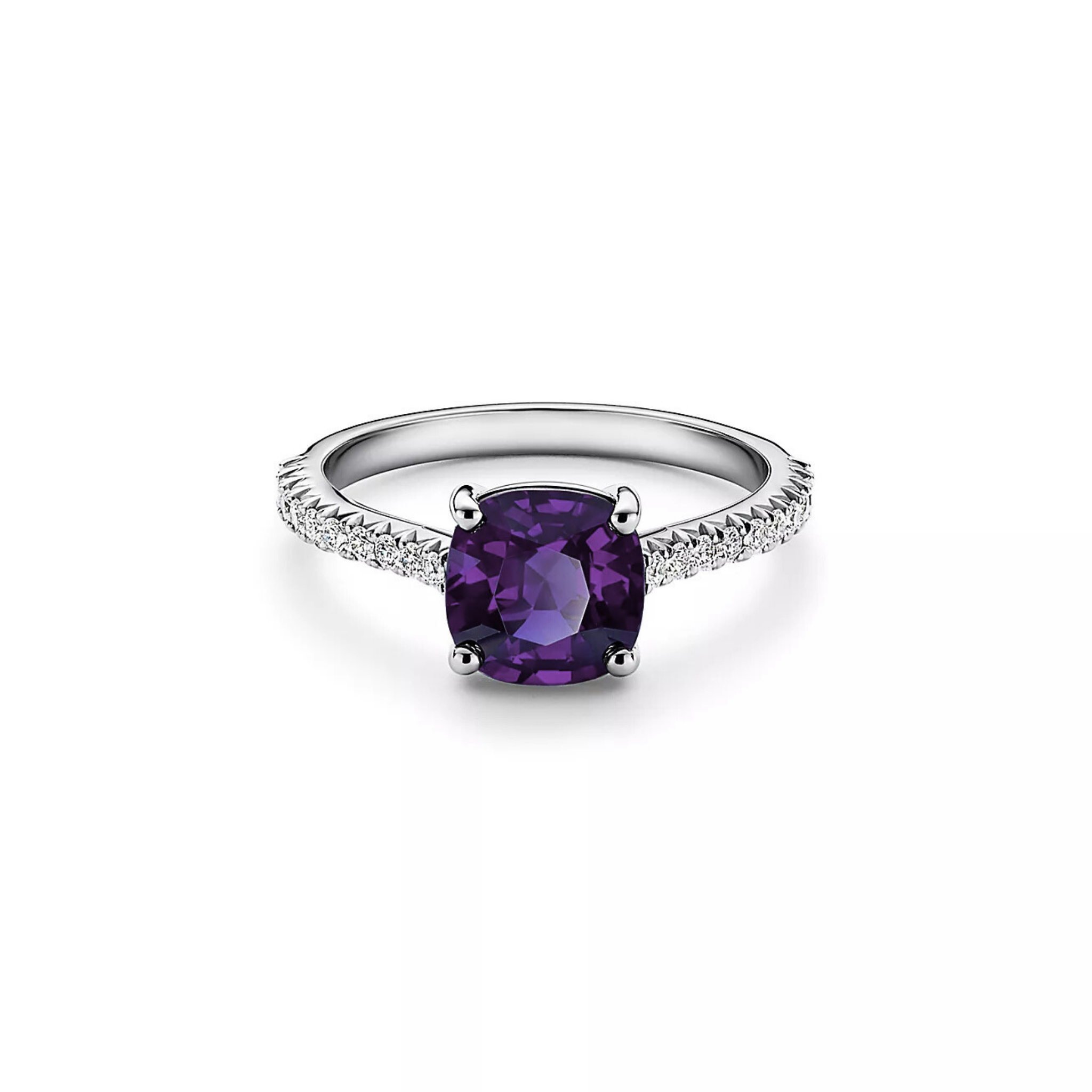Seren Cushion Amethyst Pavé Ring 18K White Gold - Natural Diamonds & Lab Grown Diamonds  - Best prices for jewelry and diamonds. The best jewelry to shop in Dubai and Abu Dhabi - Dubai Tourism. Best Shopping in Dubai Mall - Fashion Avenue, Mall of Emirates, Dubai, Palm Jumeirah and UAE. Hip-hop custom jewelry and manufacturer supplier - diamond and gold wholesaler. The best place to visit in Dubai during vacation. Richie Gold & Diamond is located in Dubai Gold Souk