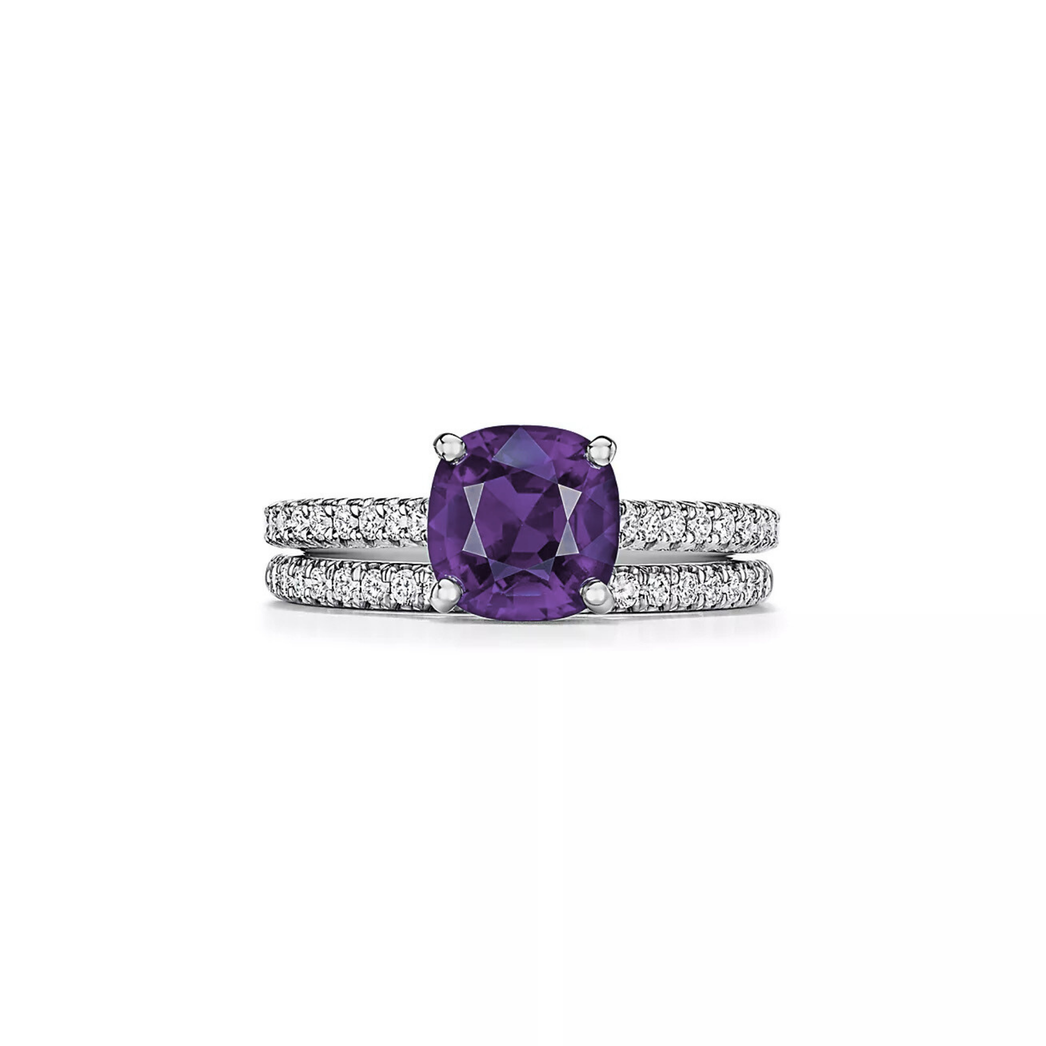 Seren Cushion Amethyst Pavé Ring 18K White Gold - Natural Diamonds & Lab Grown Diamonds  - Best prices for jewelry and diamonds. The best jewelry to shop in Dubai and Abu Dhabi - Dubai Tourism. Best Shopping in Dubai Mall - Fashion Avenue, Mall of Emirates, Dubai, Palm Jumeirah and UAE. Hip-hop custom jewelry and manufacturer supplier - diamond and gold wholesaler. The best place to visit in Dubai during vacation. Richie Gold & Diamond is located in Dubai Gold Souk
