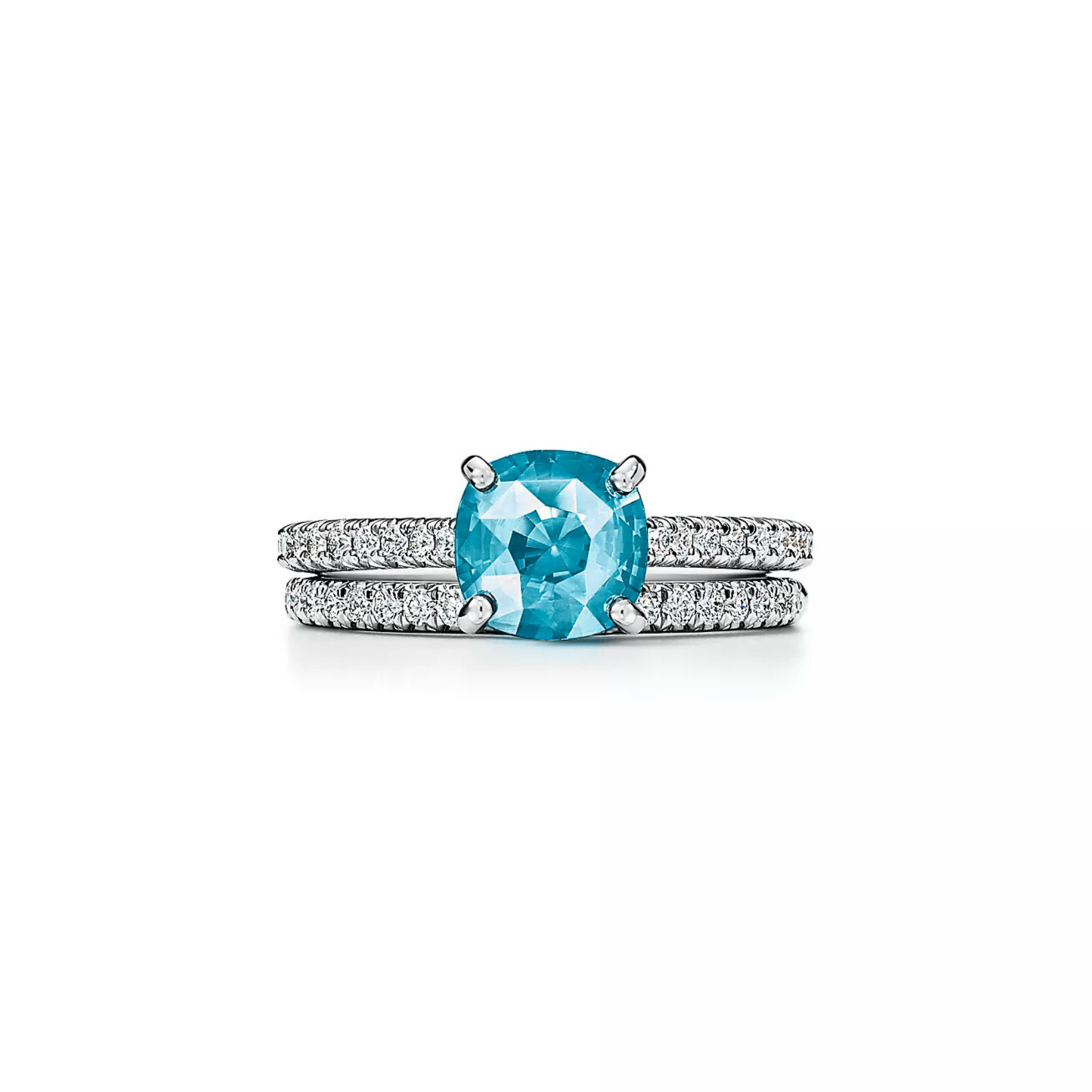 Seren Cushion Blue Topaz Pavé Ring 18K White Gold - Natural Diamonds & Lab Grown Diamonds  - Best prices for jewelry and diamonds. The best jewelry to shop in Dubai and Abu Dhabi - Dubai Tourism. Best Shopping in Dubai Mall - Fashion Avenue, Mall of Emirates, Dubai, Palm Jumeirah and UAE. Hip-hop custom jewelry and manufacturer supplier - diamond and gold wholesaler. The best place to visit in Dubai during vacation. Richie Gold & Diamond is located in Dubai Gold Souk