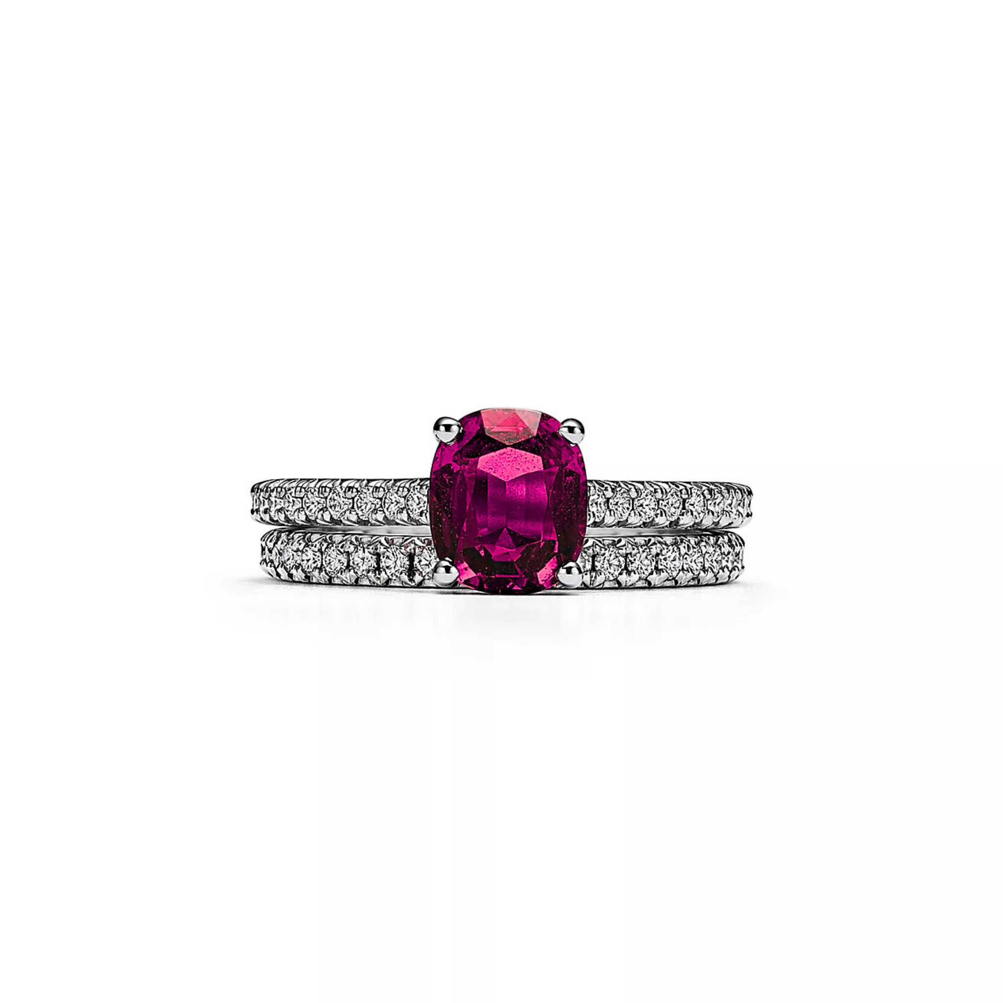 Seren Cushion Rubellite Pavé Ring 18K White Gold - Natural Diamonds & Lab Grown Diamonds  - Best prices for jewelry and diamonds. The best jewelry to shop in Dubai and Abu Dhabi - Dubai Tourism. Best Shopping in Dubai Mall - Fashion Avenue, Mall of Emirates, Dubai, Palm Jumeirah and UAE. Hip-hop custom jewelry and manufacturer supplier - diamond and gold wholesaler. The best place to visit in Dubai during vacation. Richie Gold & Diamond is located in Dubai Gold Souk