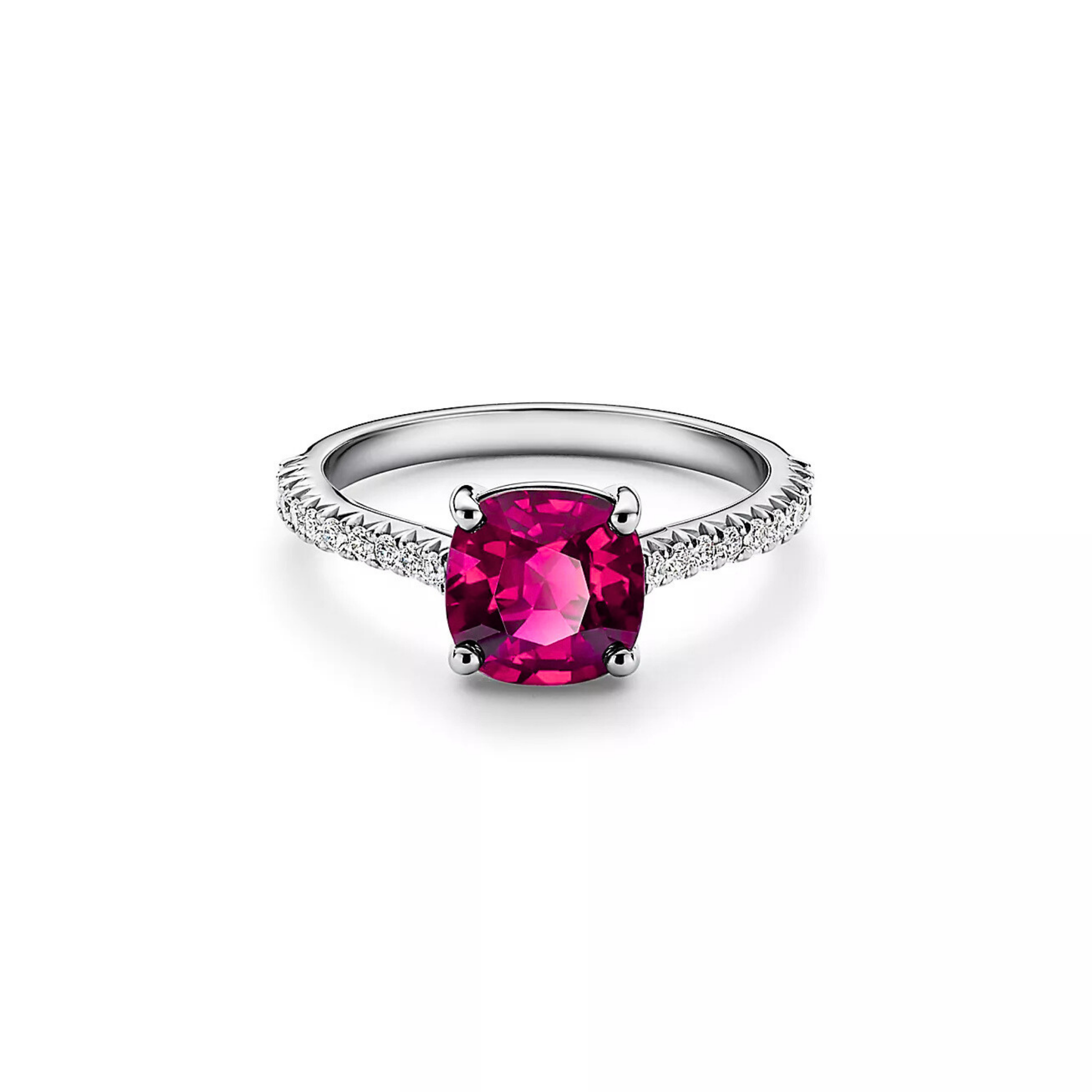 Seren Cushion Rubellite Pavé Ring 18K White Gold - Natural Diamonds & Lab Grown Diamonds  - Best prices for jewelry and diamonds. The best jewelry to shop in Dubai and Abu Dhabi - Dubai Tourism. Best Shopping in Dubai Mall - Fashion Avenue, Mall of Emirates, Dubai, Palm Jumeirah and UAE. Hip-hop custom jewelry and manufacturer supplier - diamond and gold wholesaler. The best place to visit in Dubai during vacation. Richie Gold & Diamond is located in Dubai Gold Souk