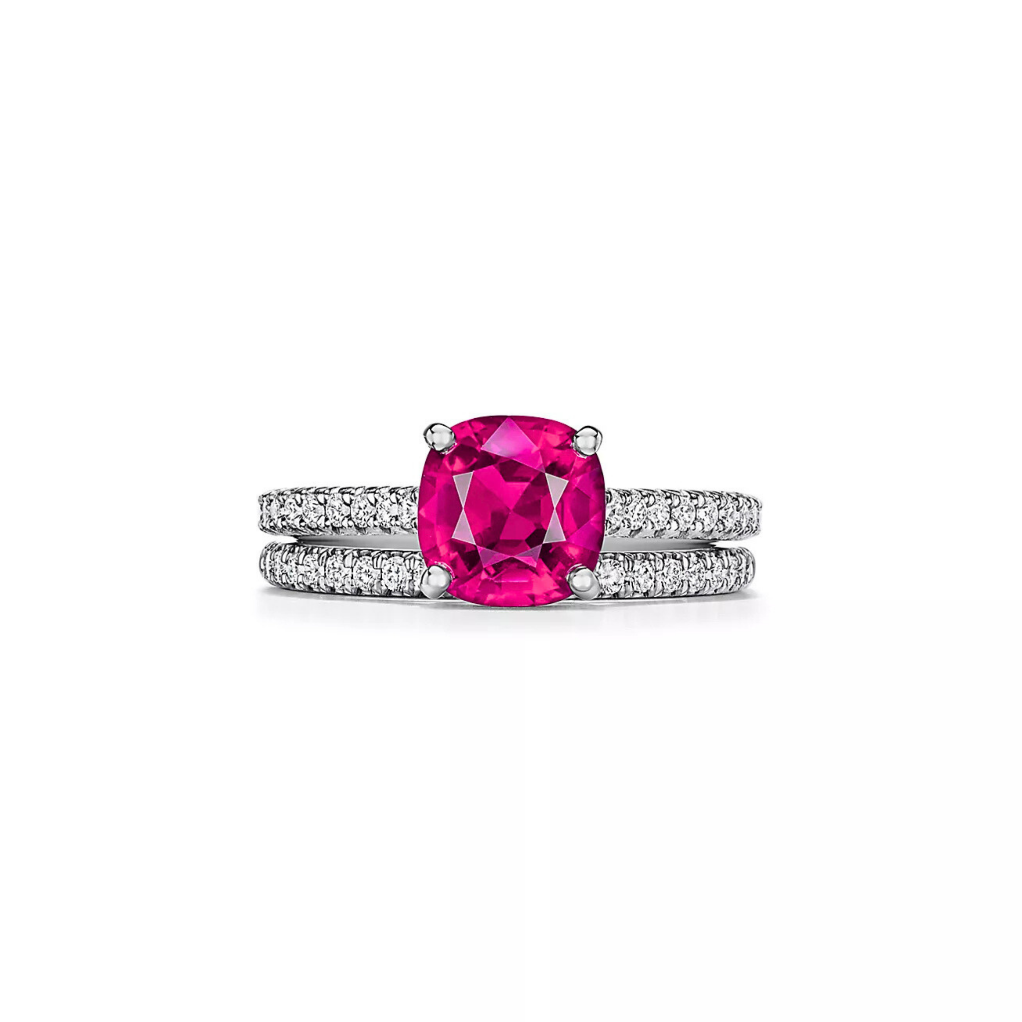 Seren Cushion Rubellite Pavé Ring 18K White Gold - Natural Diamonds & Lab Grown Diamonds  - Best prices for jewelry and diamonds. The best jewelry to shop in Dubai and Abu Dhabi - Dubai Tourism. Best Shopping in Dubai Mall - Fashion Avenue, Mall of Emirates, Dubai, Palm Jumeirah and UAE. Hip-hop custom jewelry and manufacturer supplier - diamond and gold wholesaler. The best place to visit in Dubai during vacation. Richie Gold & Diamond is located in Dubai Gold Souk