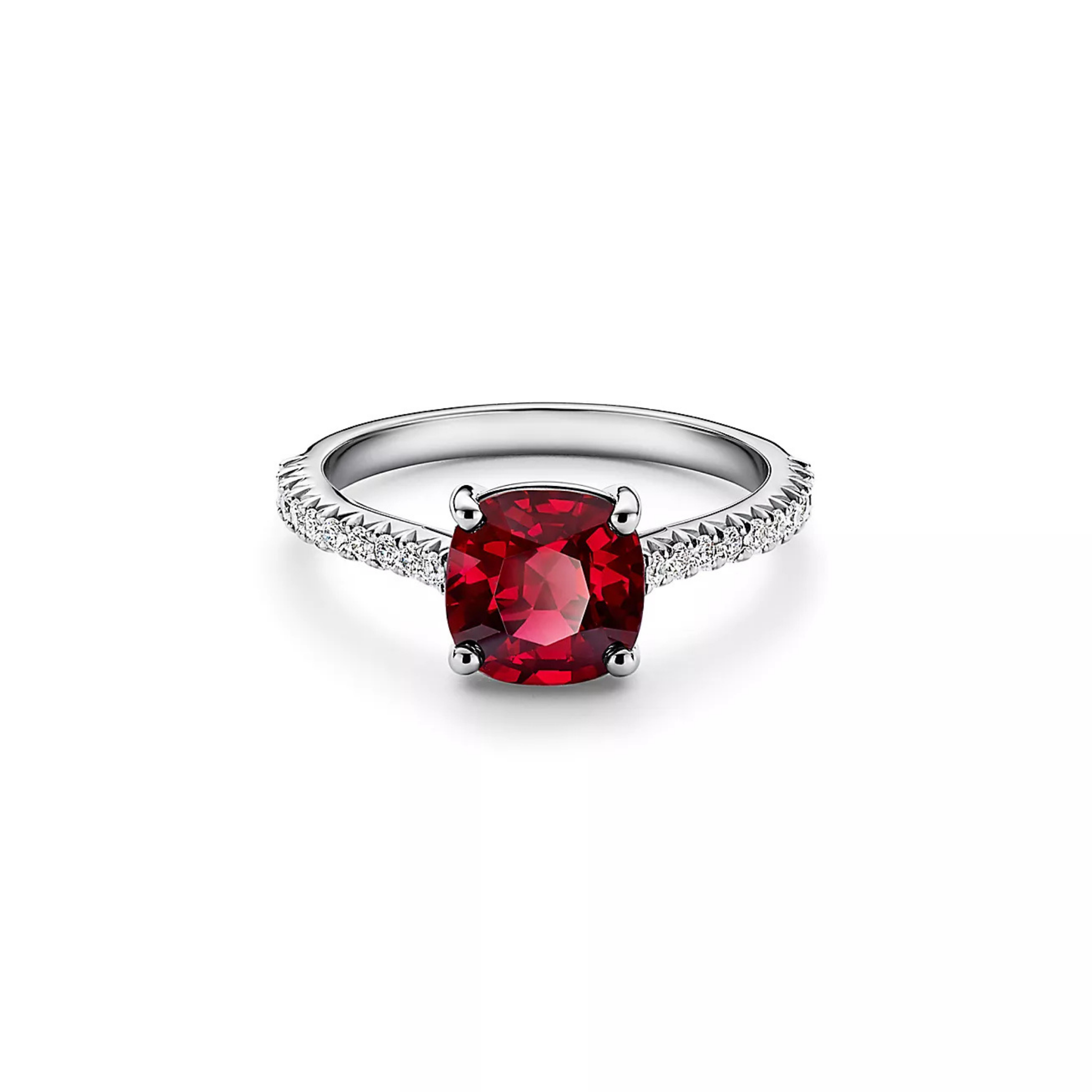 Seren Cushion Ruby Pavé Ring 18K White Gold - Natural Diamonds & Lab Grown Diamonds  - Best prices for jewelry and diamonds. The best jewelry to shop in Dubai and Abu Dhabi - Dubai Tourism. Best Shopping in Dubai Mall - Fashion Avenue, Mall of Emirates, Dubai, Palm Jumeirah and UAE. Hip-hop custom jewelry and manufacturer supplier - diamond and gold wholesaler. The best place to visit in Dubai during vacation. Richie Gold & Diamond is located in Dubai Gold Souk