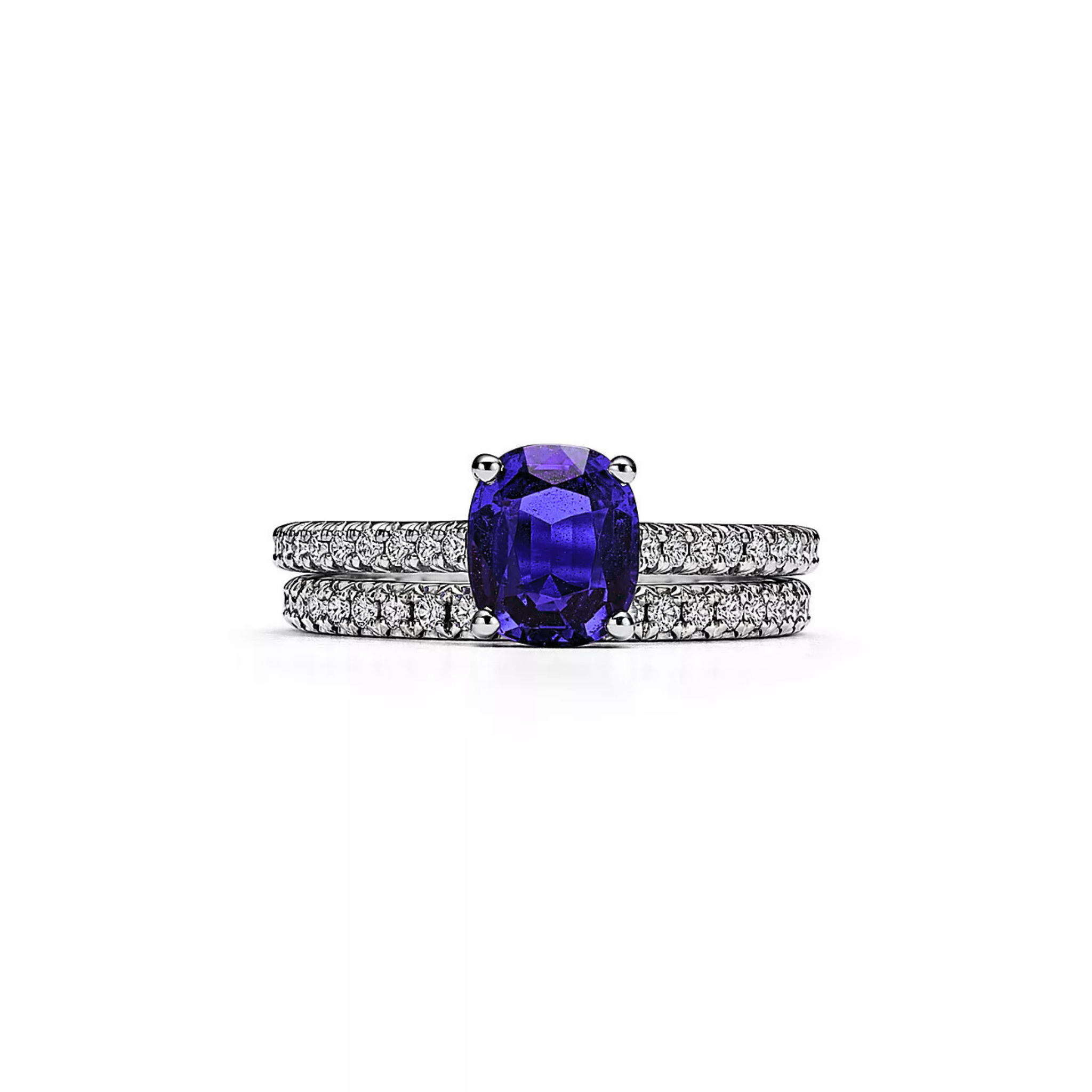 Seren Cushion Tanzanite Pavé Ring 18K White Gold - Natural Diamonds & Lab Grown Diamonds  - Aarna - Canadian Jewelry Brand - Canadian Online Jewelry