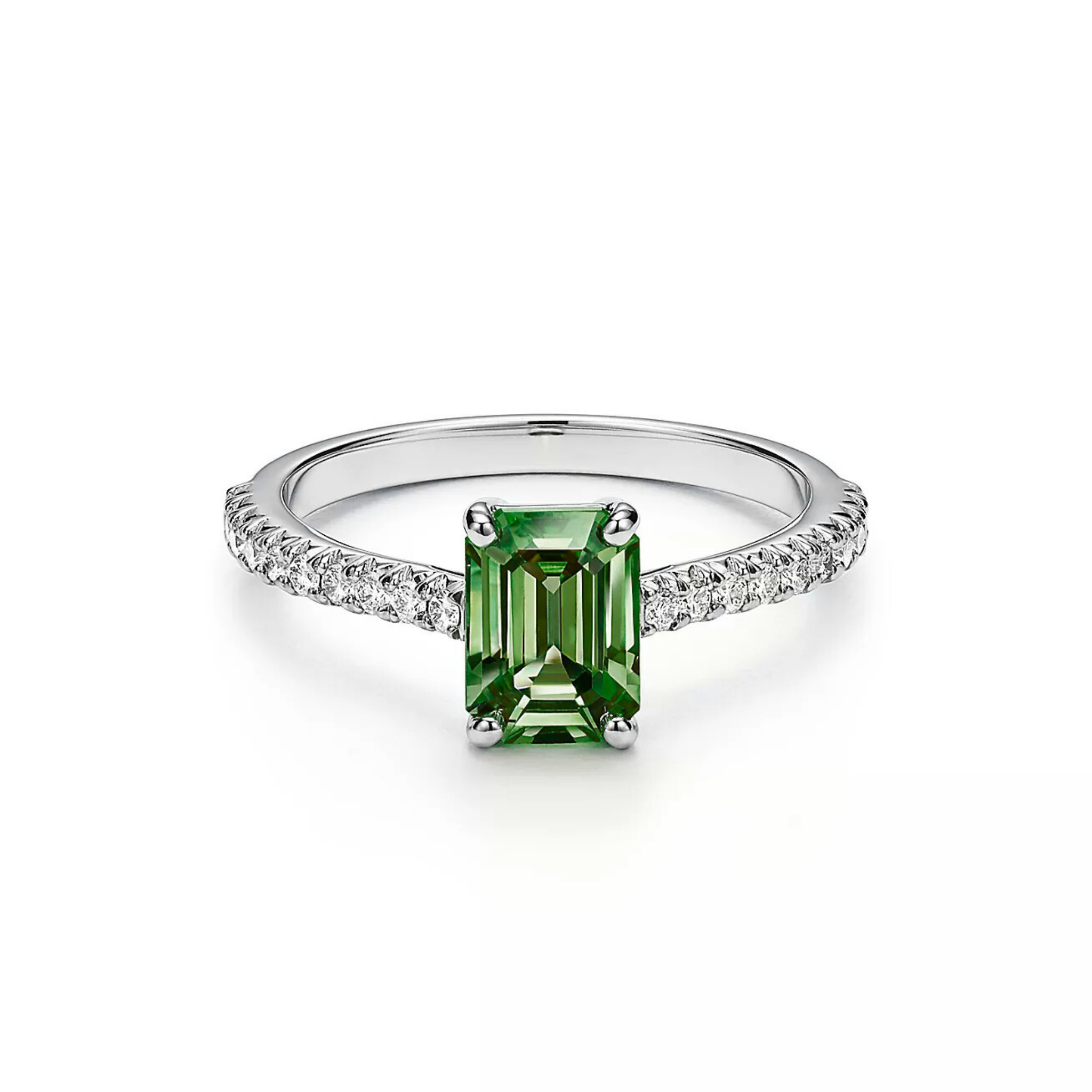 Seren Emerald-Cut Emerald Pavé Ring 18K White Gold - Natural Diamonds & Lab Grown Diamonds  - Best prices for jewelry and diamonds. The best jewelry to shop in Dubai and Abu Dhabi - Dubai Tourism. Best Shopping in Dubai Mall - Fashion Avenue, Mall of Emirates, Dubai, Palm Jumeirah and UAE. Hip-hop custom jewelry and manufacturer supplier - diamond and gold wholesaler. The best place to visit in Dubai during vacation. Richie Gold & Diamond is located in Dubai Gold Souk