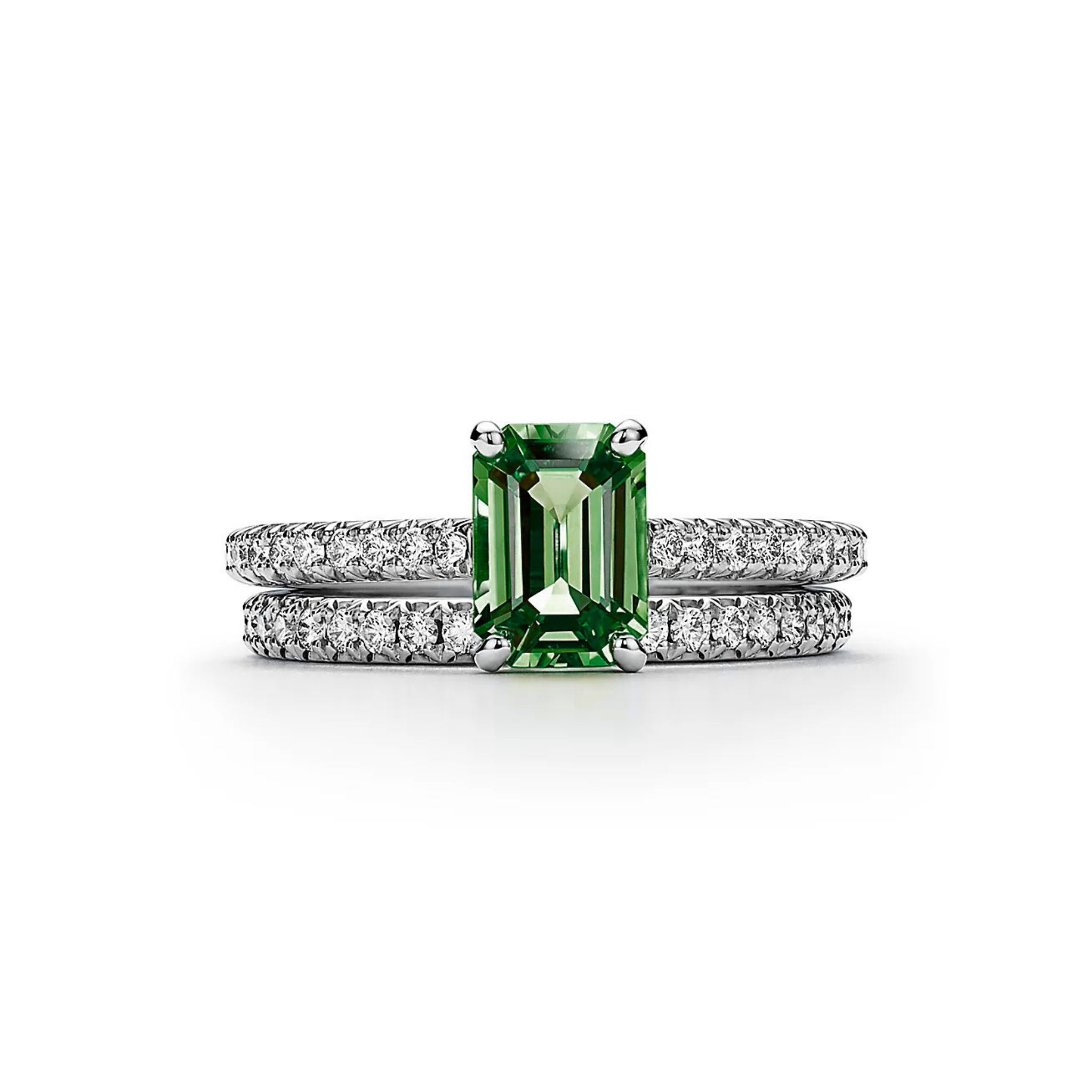 Seren Emerald-Cut Emerald Pavé Ring 18K White Gold - Natural Diamonds & Lab Grown Diamonds  - Best prices for jewelry and diamonds. The best jewelry to shop in Dubai and Abu Dhabi - Dubai Tourism. Best Shopping in Dubai Mall - Fashion Avenue, Mall of Emirates, Dubai, Palm Jumeirah and UAE. Hip-hop custom jewelry and manufacturer supplier - diamond and gold wholesaler. The best place to visit in Dubai during vacation. Richie Gold & Diamond is located in Dubai Gold Souk
