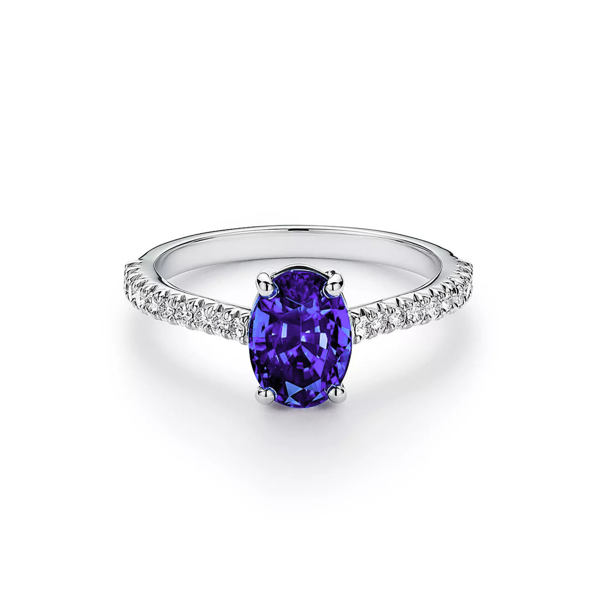 Seren Oval Tanzanite Pavé Ring 18K White Gold - Natural Diamonds & Lab Grown Diamonds  - Best prices for jewelry and diamonds. The best jewelry to shop in Dubai and Abu Dhabi - Dubai Tourism. Best Shopping in Dubai Mall - Fashion Avenue, Mall of Emirates, Dubai, Palm Jumeirah and UAE. Hip-hop custom jewelry and manufacturer supplier - diamond and gold wholesaler. The best place to visit in Dubai during vacation. Richie Gold & Diamond is located in Dubai Gold Souk