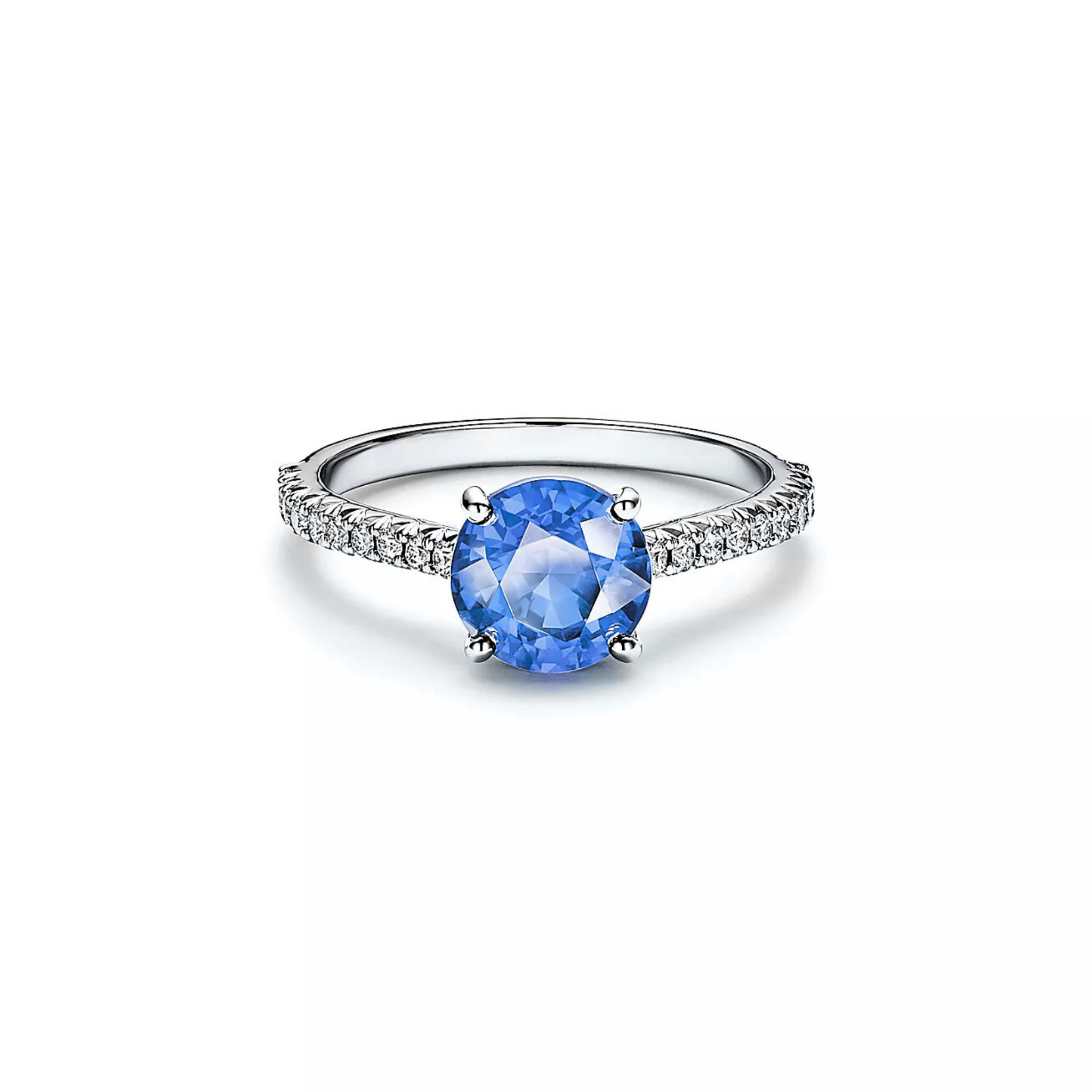 Seren Round Blue Sapphire Pavé Ring 18K White Gold - Natural Diamonds & Lab Grown Diamonds  - Best prices for jewelry and diamonds. The best jewelry to shop in Dubai and Abu Dhabi - Dubai Tourism. Best Shopping in Dubai Mall - Fashion Avenue, Mall of Emirates, Dubai, Palm Jumeirah and UAE. Hip-hop custom jewelry and manufacturer supplier - diamond and gold wholesaler. The best place to visit in Dubai during vacation. Richie Gold & Diamond is located in Dubai Gold Souk