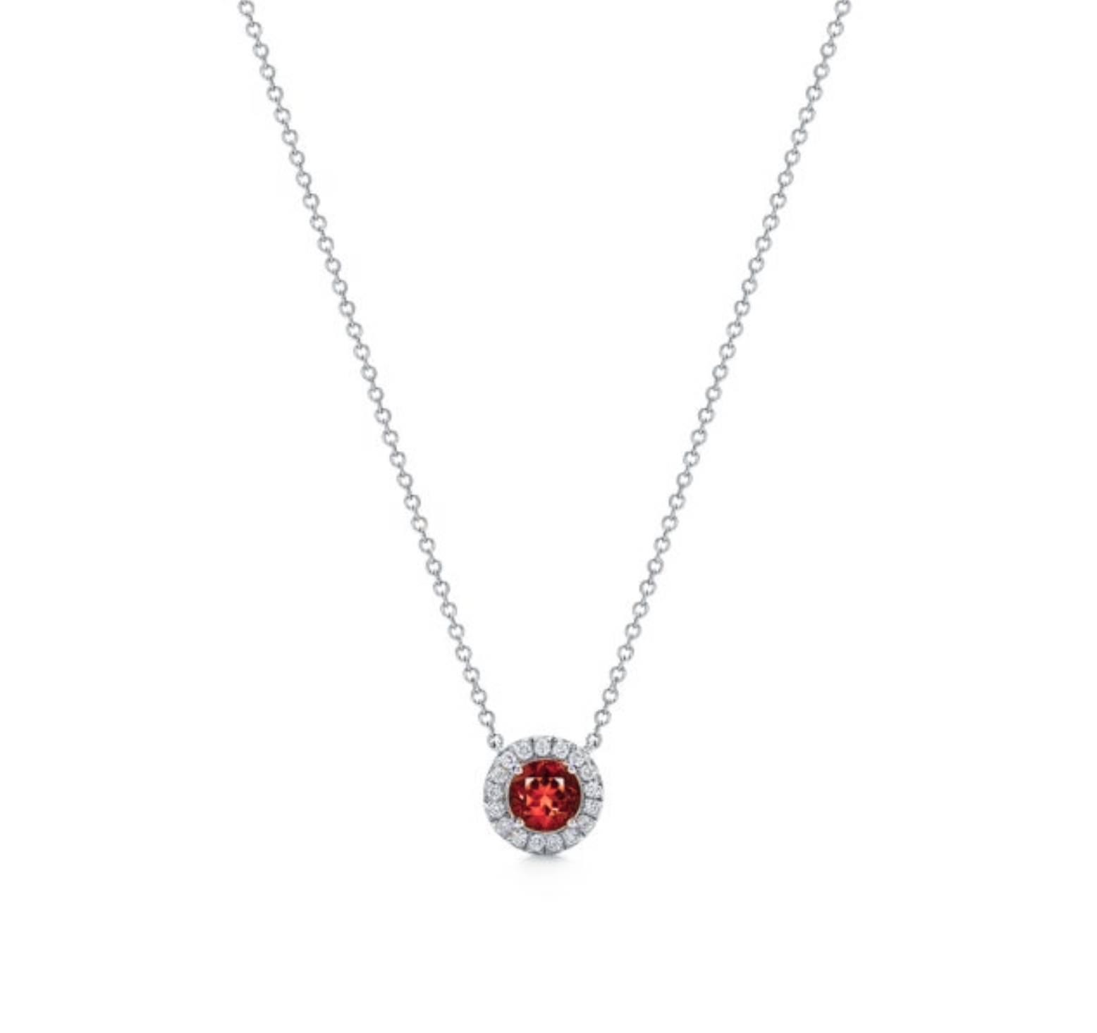 Seren Round Ruby Diamond Halo Pendant 18K White Gold   - Natural Diamonds & Lab Grown Diamonds  - Aarna - Canadian Jewelry Brand - Canadian Online Jewelry