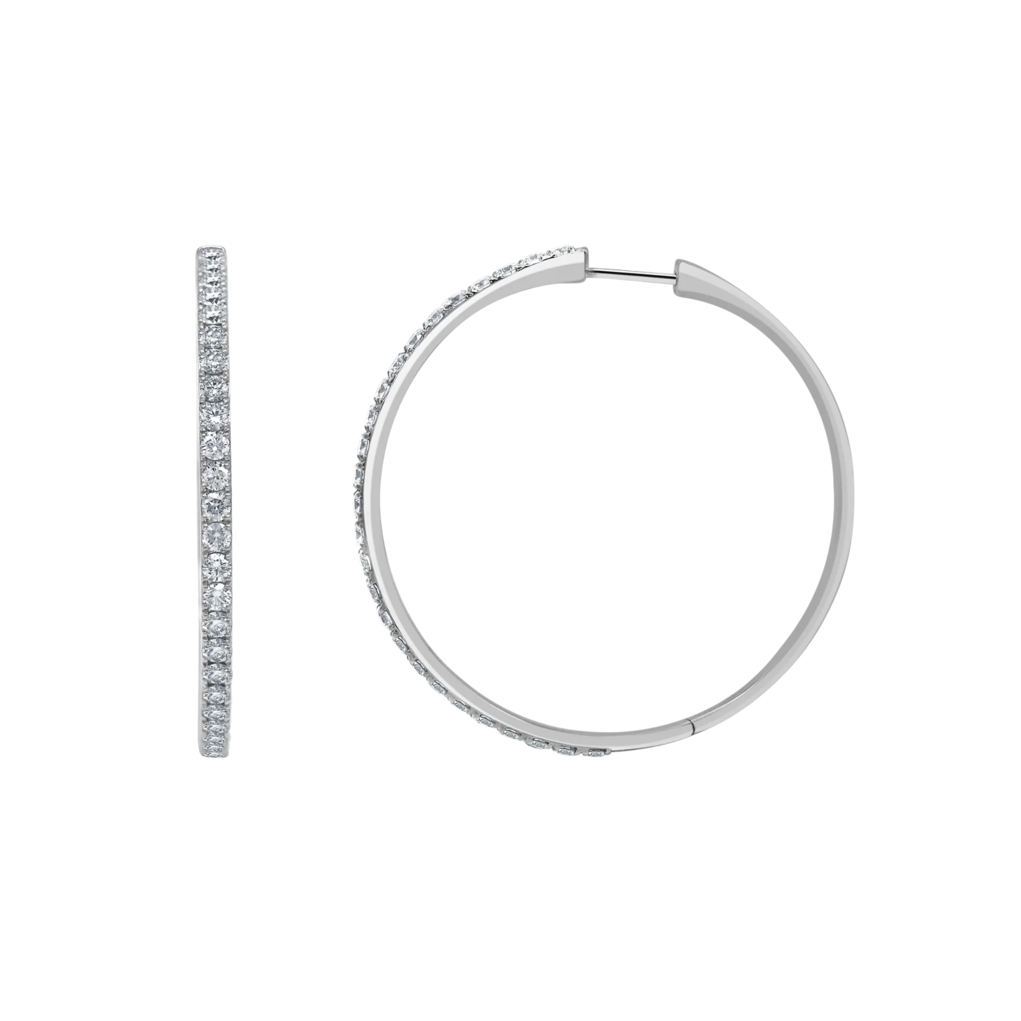 Sienna Large Diamond Hoop Earrings 18K White Gold  - Natural Diamonds & Lab Grown Diamonds  - Best prices for jewelry and diamonds. The best jewelry to shop in Dubai and Abu Dhabi - Dubai Tourism. Best Shopping in Dubai Mall - Fashion Avenue, Mall of Emirates, Dubai, Palm Jumeirah and UAE. Hip-hop custom jewelry and manufacturer supplier - diamond and gold wholesaler. The best place to visit in Dubai during vacation. Richie Gold & Diamond is located in Dubai Gold Souk