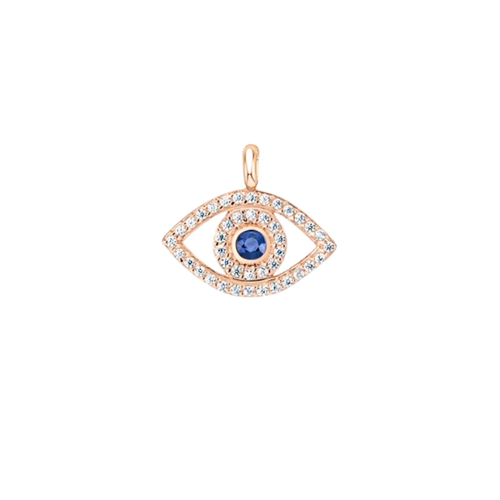 Soleil Diamond Evil Eye Charm 18K Rose Gold - Natural Diamonds & Lab Grown Diamonds  - Best prices for jewelry and diamonds. The best jewelry to shop in Dubai and Abu Dhabi - Dubai Tourism. Best Shopping in Dubai Mall - Fashion Avenue, Mall of Emirates, Dubai, Palm Jumeirah and UAE. Hip-hop custom jewelry and manufacturer supplier - diamond and gold wholesaler. The best place to visit in Dubai during vacation. Richie Gold & Diamond is located in Dubai Gold Souk