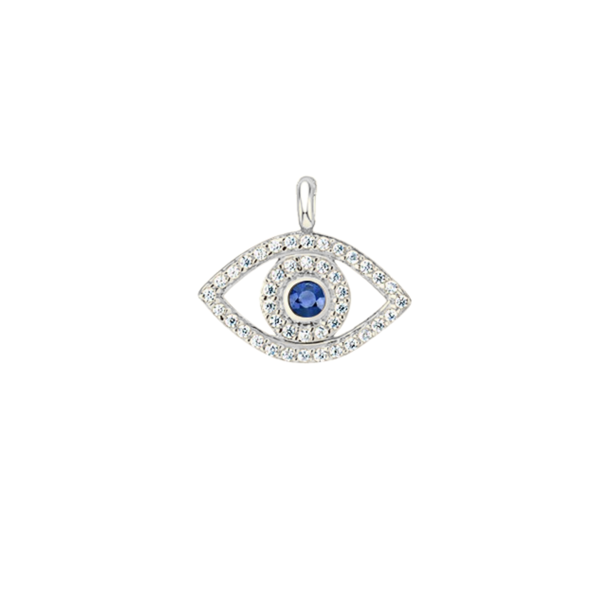Soleil Diamond Evil Eye Charm 18K White Gold - Natural Diamonds & Lab Grown Diamonds  - Best prices for jewelry and diamonds. The best jewelry to shop in Dubai and Abu Dhabi - Dubai Tourism. Best Shopping in Dubai Mall - Fashion Avenue, Mall of Emirates, Dubai, Palm Jumeirah and UAE. Hip-hop custom jewelry and manufacturer supplier - diamond and gold wholesaler. The best place to visit in Dubai during vacation. Richie Gold & Diamond is located in Dubai Gold Souk