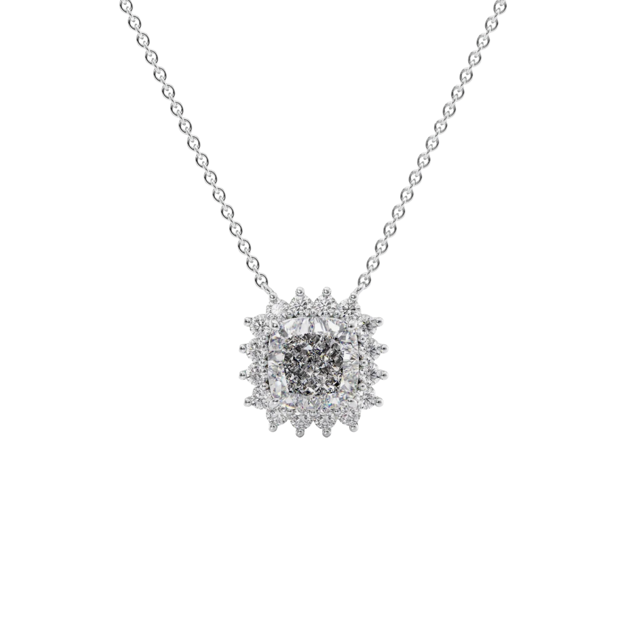 Solis Cushion-Cut Diamond Halo Pendant 18K White Gold - Holiday Gifts, Gifts for Her, Gifts for wife, Bridemaids Gifts, Best Online Jewelry Store, Most Reputable Diamond Jewelry Store, Best Online Jewelry Dubai, Europe and North America. Fast Online Shipping Jewelry, Natural Diamond Jewelry, Lab Grown Diamond Jewelry, Best Birthday Gift Ideas, Best Anniversary Gift Ideas, Best Christmas Gift Idea, Best Engagement Ring Brand, Best Jewelry Brand, Christmas Shopping. 