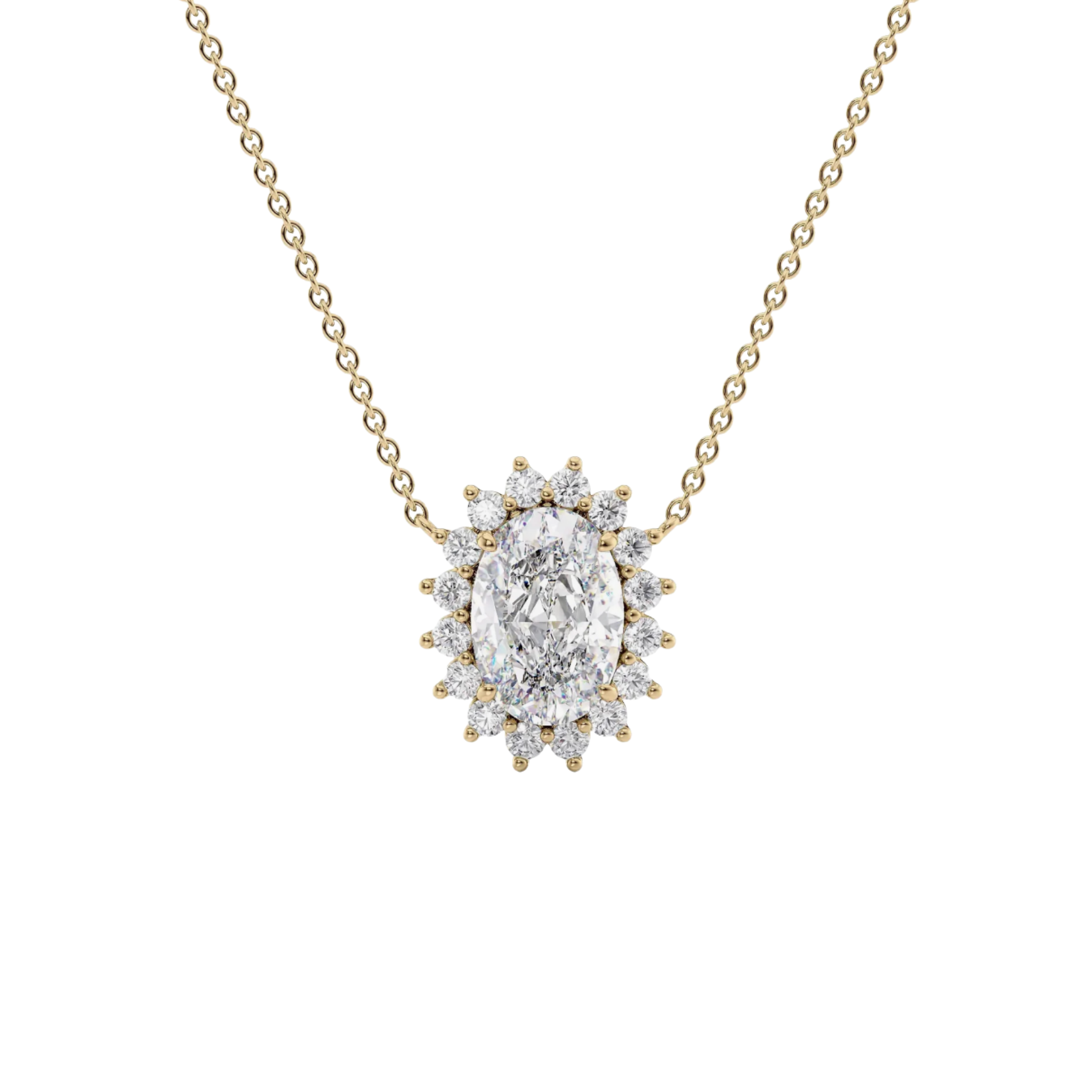 Solis Oval Diamond Halo Pendant 18K Gold - Holiday Gifts, Gifts for Her, Gifts for wife, Bridemaids Gifts, Best Online Jewelry Store, Most Reputable Diamond Jewelry Store, Best Online Jewelry Dubai, Europe and North America. Fast Online Shipping Jewelry, Natural Diamond Jewelry, Lab Grown Diamond Jewelry, Best Birthday Gift Ideas, Best Anniversary Gift Ideas, Best Christmas Gift Idea, Best Engagement Ring Brand, Best Jewelry Brand, Christmas Shopping. 