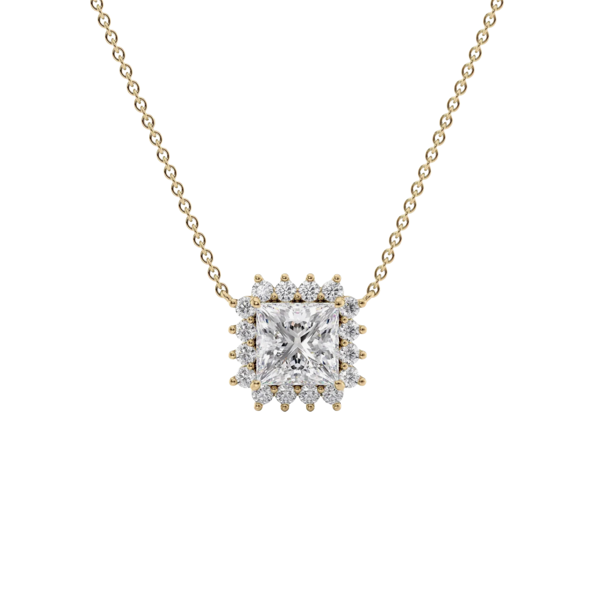 Solis Princess-Cut Diamond Halo Pendant 18K Gold - Holiday Gifts, Gifts for Her, Gifts for wife, Bridemaids Gifts, Best Online Jewelry Store, Most Reputable Diamond Jewelry Store, Best Online Jewelry Dubai, Europe and North America. Fast Online Shipping Jewelry, Natural Diamond Jewelry, Lab Grown Diamond Jewelry, Best Birthday Gift Ideas, Best Anniversary Gift Ideas, Best Christmas Gift Idea, Best Engagement Ring Brand, Best Jewelry Brand, Christmas Shopping. 