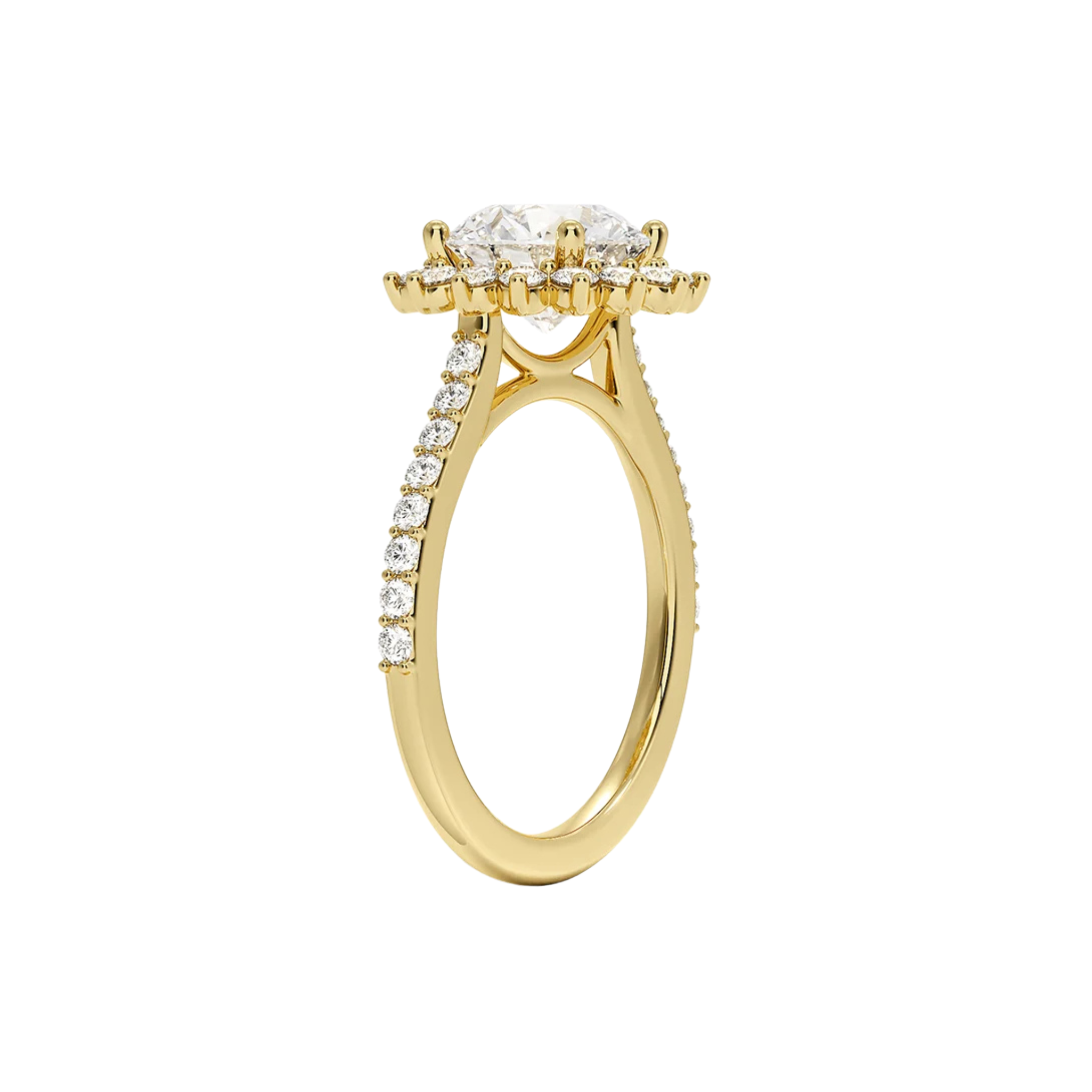 Solis Round Radiant Halo Ring 18K Gold - Best prices for jewelry and diamonds. The best jewelry to shop in Dubai and Abu Dhabi - Dubai Tourism. Best Shopping in Dubai Mall - Fashion Avenue, Mall of Emirates, Dubai, Palm Jumeirah and UAE. Hip-hop custom jewelry and manufacturer supplier - diamond and gold wholesaler. The best place to visit in Dubai during vacation. Richie Gold & Diamond is located in Dubai Gold Souk