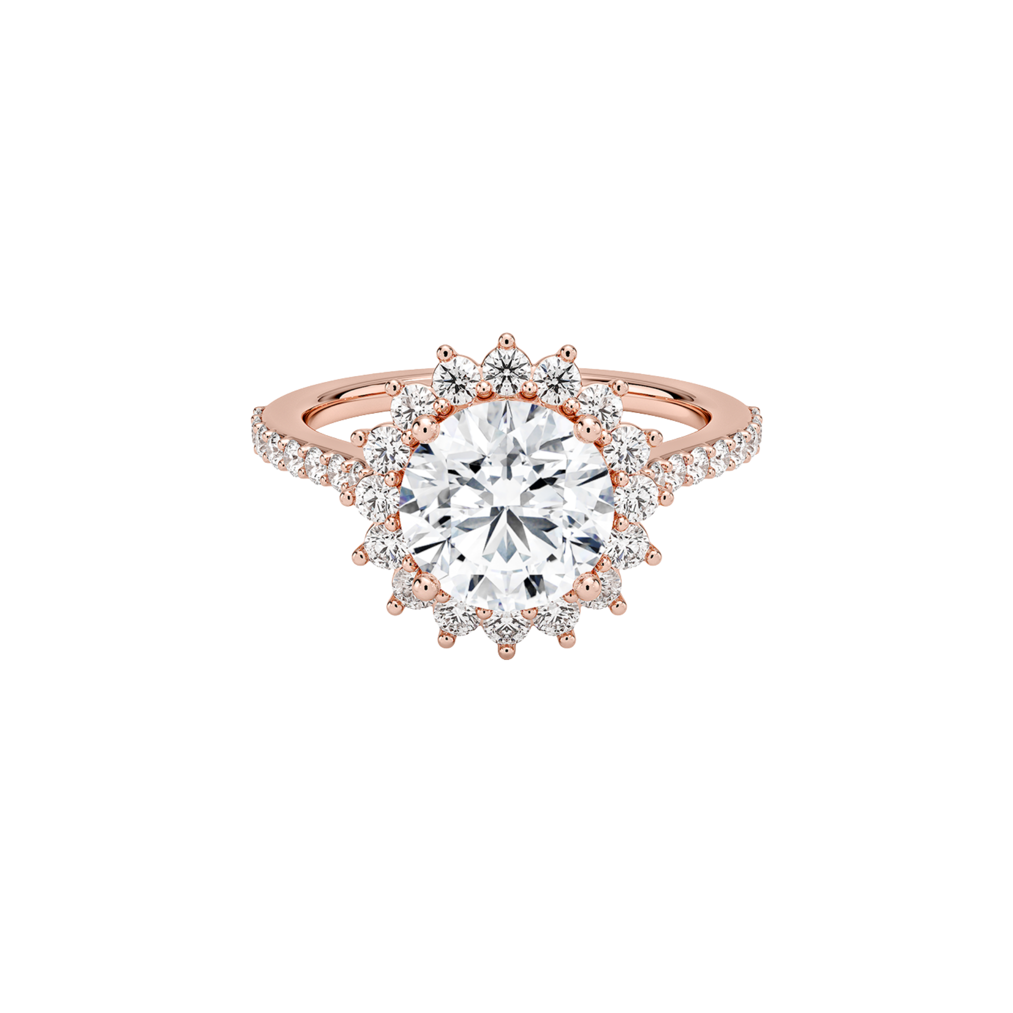 Solis Round Radiant Halo Ring 18K Rose Gold - Best prices for jewelry and diamonds. The best jewelry to shop in Dubai and Abu Dhabi - Dubai Tourism. Best Shopping in Dubai Mall - Fashion Avenue, Mall of Emirates, Dubai, Palm Jumeirah and UAE. Hip-hop custom jewelry and manufacturer supplier - diamond and gold wholesaler. The best place to visit in Dubai during vacation. Richie Gold & Diamond is located in Dubai Gold Souk