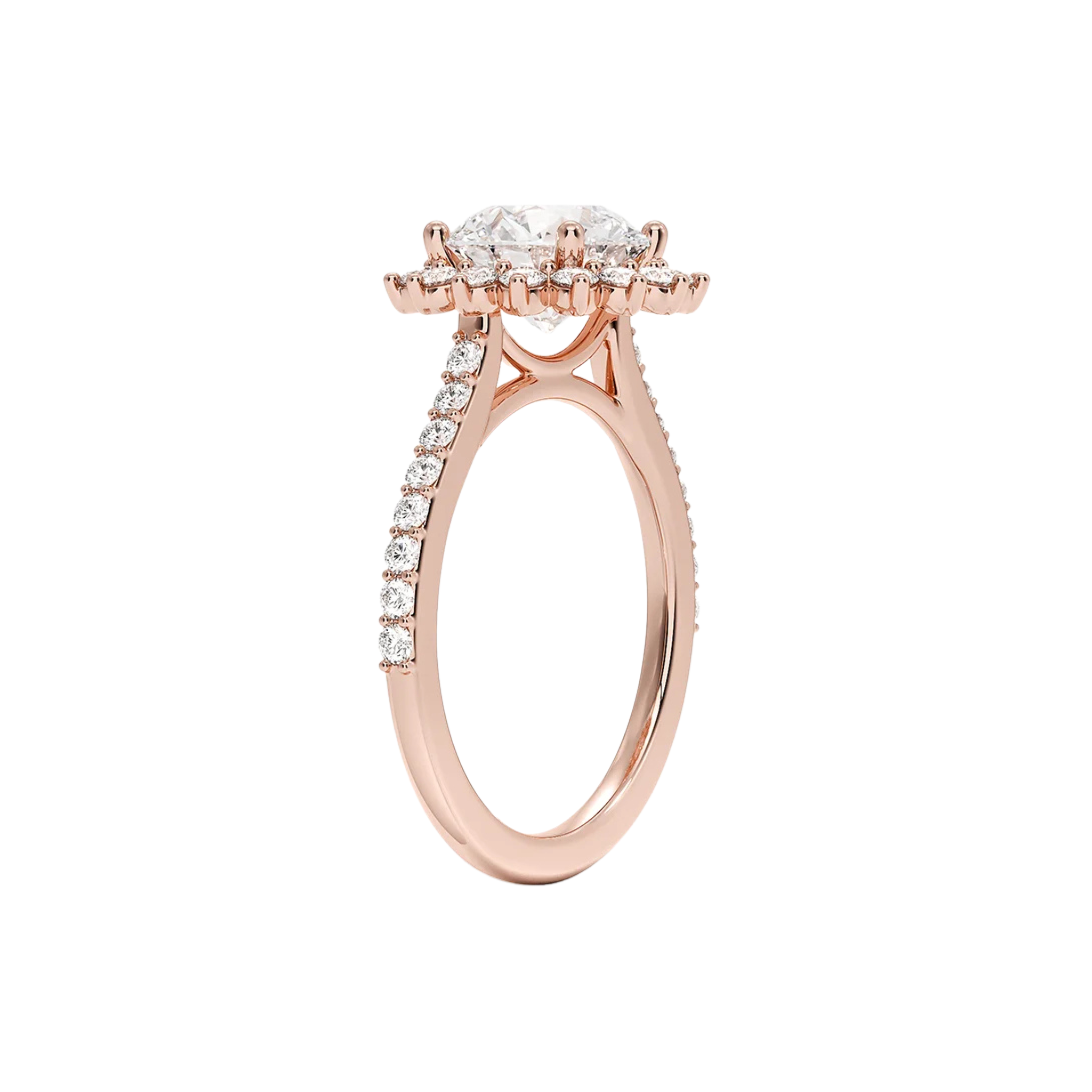 Solis Round Radiant Halo Ring 18K Rose Gold - Best prices for jewelry and diamonds. The best jewelry to shop in Dubai and Abu Dhabi - Dubai Tourism. Best Shopping in Dubai Mall - Fashion Avenue, Mall of Emirates, Dubai, Palm Jumeirah and UAE. Hip-hop custom jewelry and manufacturer supplier - diamond and gold wholesaler. The best place to visit in Dubai during vacation. Richie Gold & Diamond is located in Dubai Gold Souk
