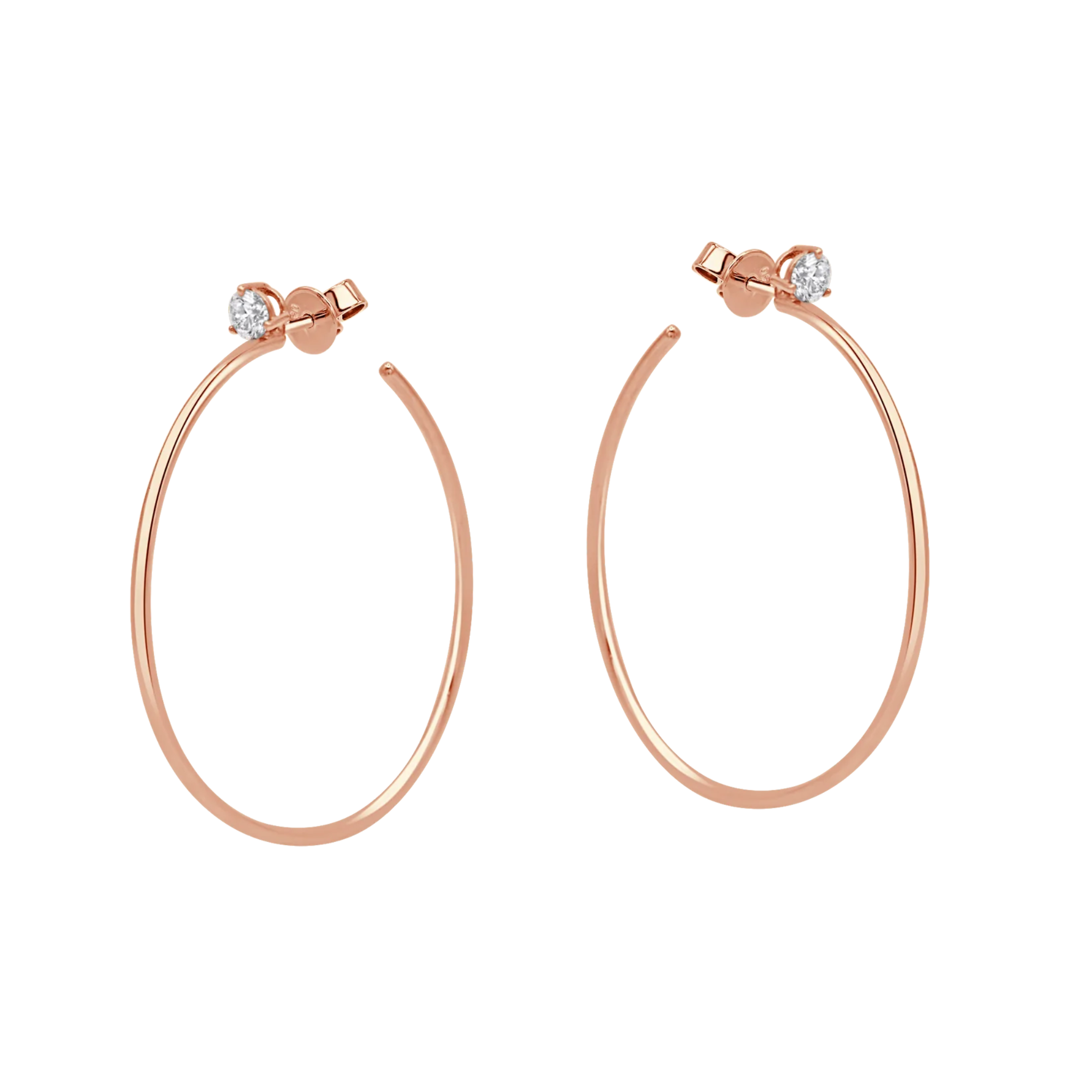 Solitaire Diamond Hoop Earrings 18K Rose Gold  - Natural Diamonds & Lab Grown Diamonds  - Best prices for jewelry and diamonds. The best jewelry to shop in Dubai and Abu Dhabi - Dubai Tourism. Best Shopping in Dubai Mall - Fashion Avenue, Mall of Emirates, Dubai, Palm Jumeirah and UAE. Hip-hop custom jewelry and manufacturer supplier - diamond and gold wholesaler. The best place to visit in Dubai during vacation. Richie Gold & Diamond is located in Dubai Gold Souk