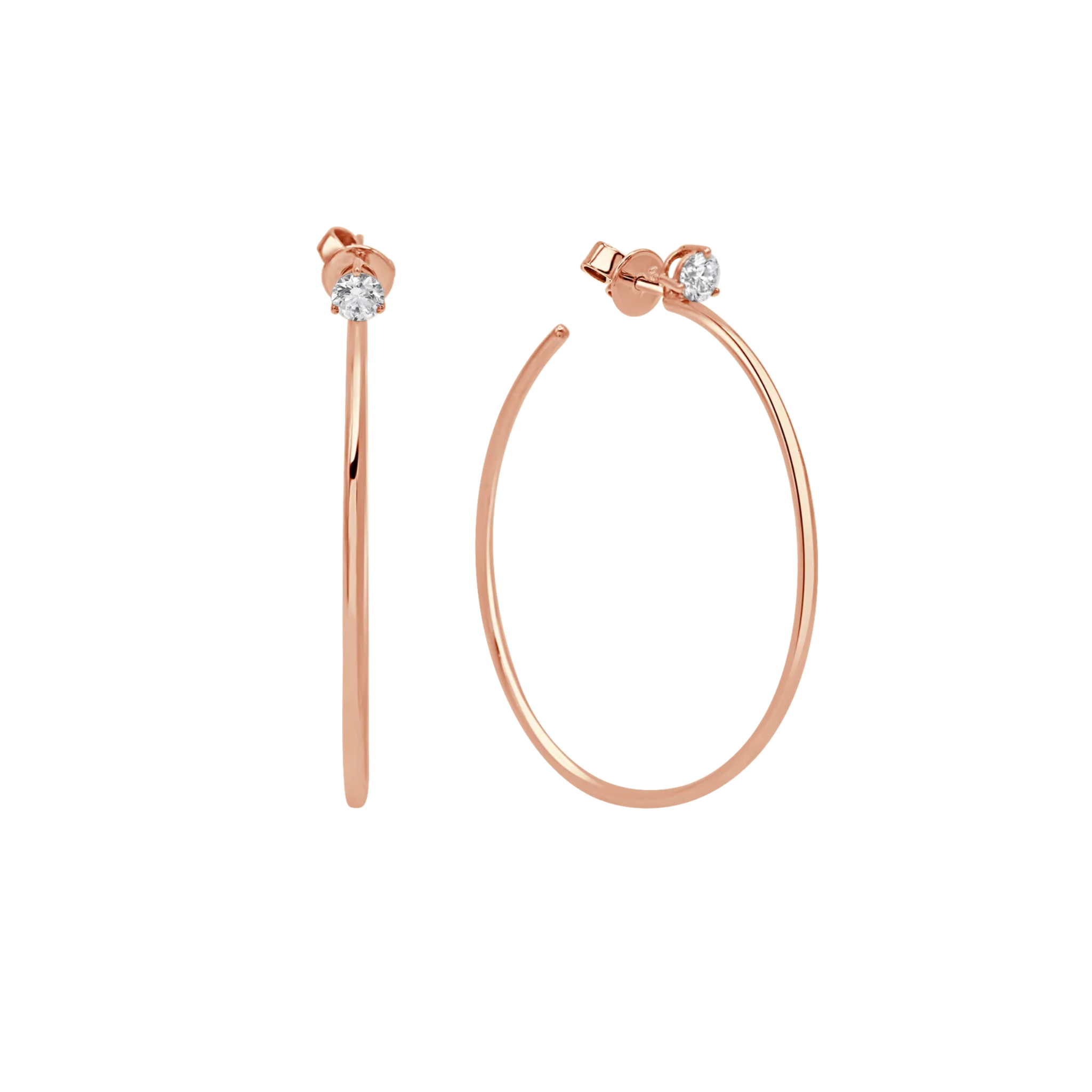 Solitaire Diamond Hoop Earrings 18K Rose Gold  - Natural Diamonds & Lab Grown Diamonds  - Best prices for jewelry and diamonds. The best jewelry to shop in Dubai and Abu Dhabi - Dubai Tourism. Best Shopping in Dubai Mall - Fashion Avenue, Mall of Emirates, Dubai, Palm Jumeirah and UAE. Hip-hop custom jewelry and manufacturer supplier - diamond and gold wholesaler. The best place to visit in Dubai during vacation. Richie Gold & Diamond is located in Dubai Gold Souk