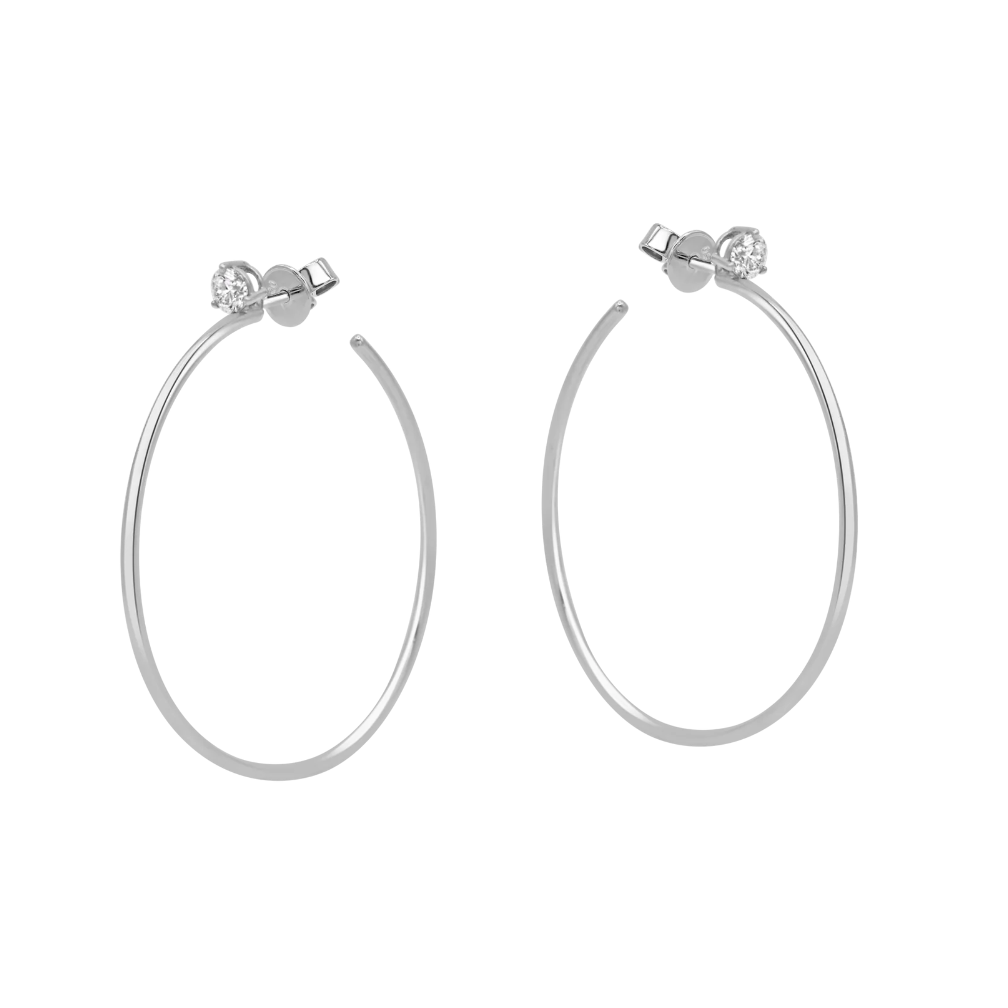 Solitaire Diamond Hoop Earrings 18K White Gold  - Natural Diamonds & Lab Grown Diamonds  - Best prices for jewelry and diamonds. The best jewelry to shop in Dubai and Abu Dhabi - Dubai Tourism. Best Shopping in Dubai Mall - Fashion Avenue, Mall of Emirates, Dubai, Palm Jumeirah and UAE. Hip-hop custom jewelry and manufacturer supplier - diamond and gold wholesaler. The best place to visit in Dubai during vacation. Richie Gold & Diamond is located in Dubai Gold Souk