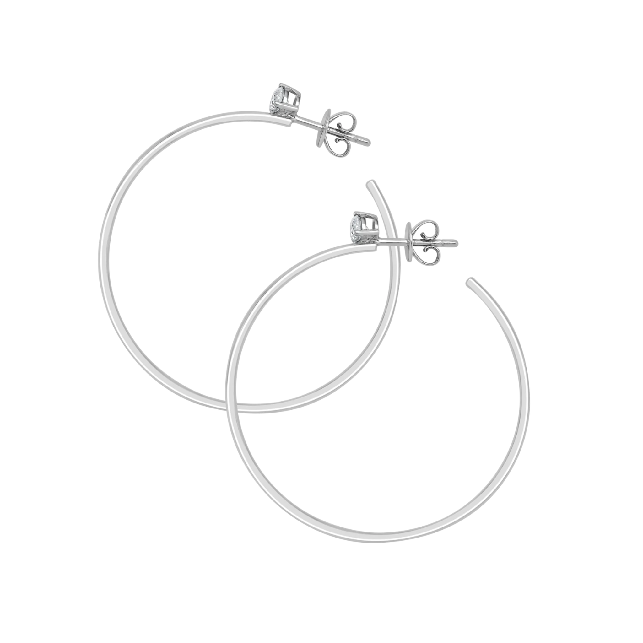 Solitaire Diamond Hoop Earrings 18K White Gold  - Natural Diamonds & Lab Grown Diamonds  - Best prices for jewelry and diamonds. The best jewelry to shop in Dubai and Abu Dhabi - Dubai Tourism. Best Shopping in Dubai Mall - Fashion Avenue, Mall of Emirates, Dubai, Palm Jumeirah and UAE. Hip-hop custom jewelry and manufacturer supplier - diamond and gold wholesaler. The best place to visit in Dubai during vacation. Richie Gold & Diamond is located in Dubai Gold Souk