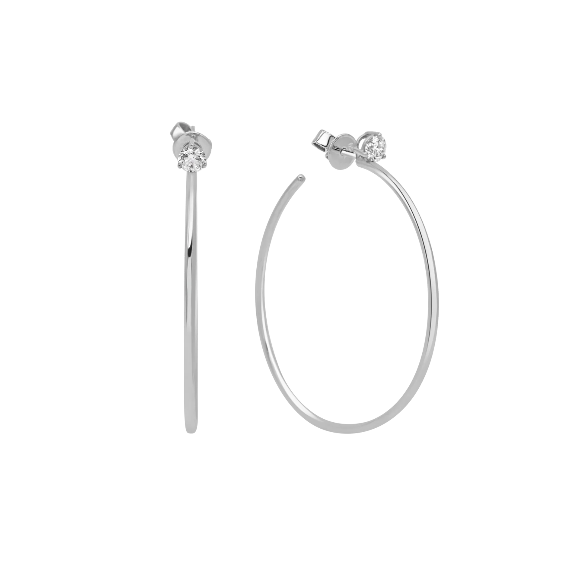 Solitaire Diamond Hoop Earrings 18K White Gold  - Natural Diamonds & Lab Grown Diamonds  - Best prices for jewelry and diamonds. The best jewelry to shop in Dubai and Abu Dhabi - Dubai Tourism. Best Shopping in Dubai Mall - Fashion Avenue, Mall of Emirates, Dubai, Palm Jumeirah and UAE. Hip-hop custom jewelry and manufacturer supplier - diamond and gold wholesaler. The best place to visit in Dubai during vacation. Richie Gold & Diamond is located in Dubai Gold Souk