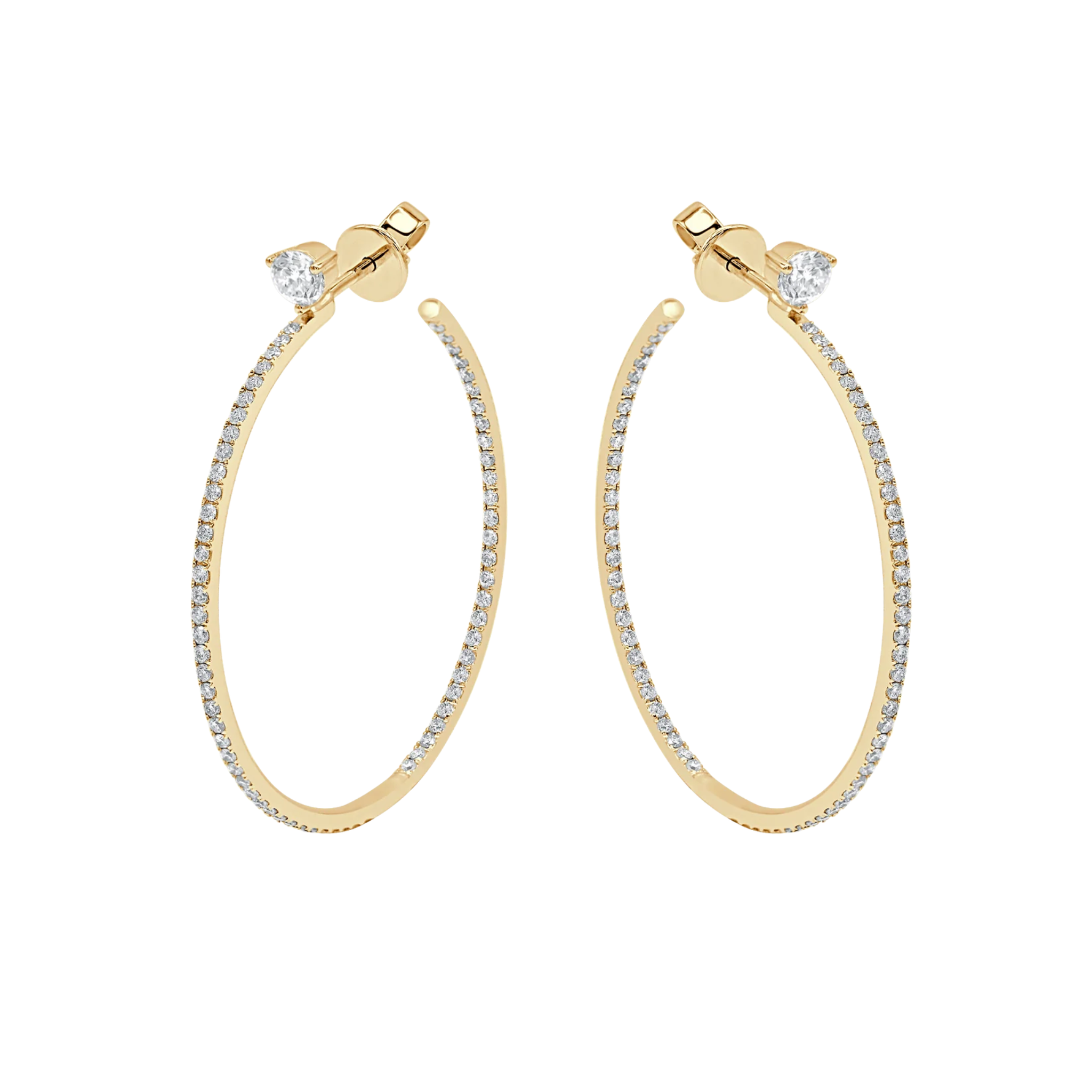 Solitaire Inside/Out Diamond Hoop Earrings 18K Gold  - Natural Diamonds & Lab Grown Diamonds  - Best prices for jewelry and diamonds. The best jewelry to shop in Dubai and Abu Dhabi - Dubai Tourism. Best Shopping in Dubai Mall - Fashion Avenue, Mall of Emirates, Dubai, Palm Jumeirah and UAE. Hip-hop custom jewelry and manufacturer supplier - diamond and gold wholesaler. The best place to visit in Dubai during vacation. Richie Gold & Diamond is located in Dubai Gold Souk