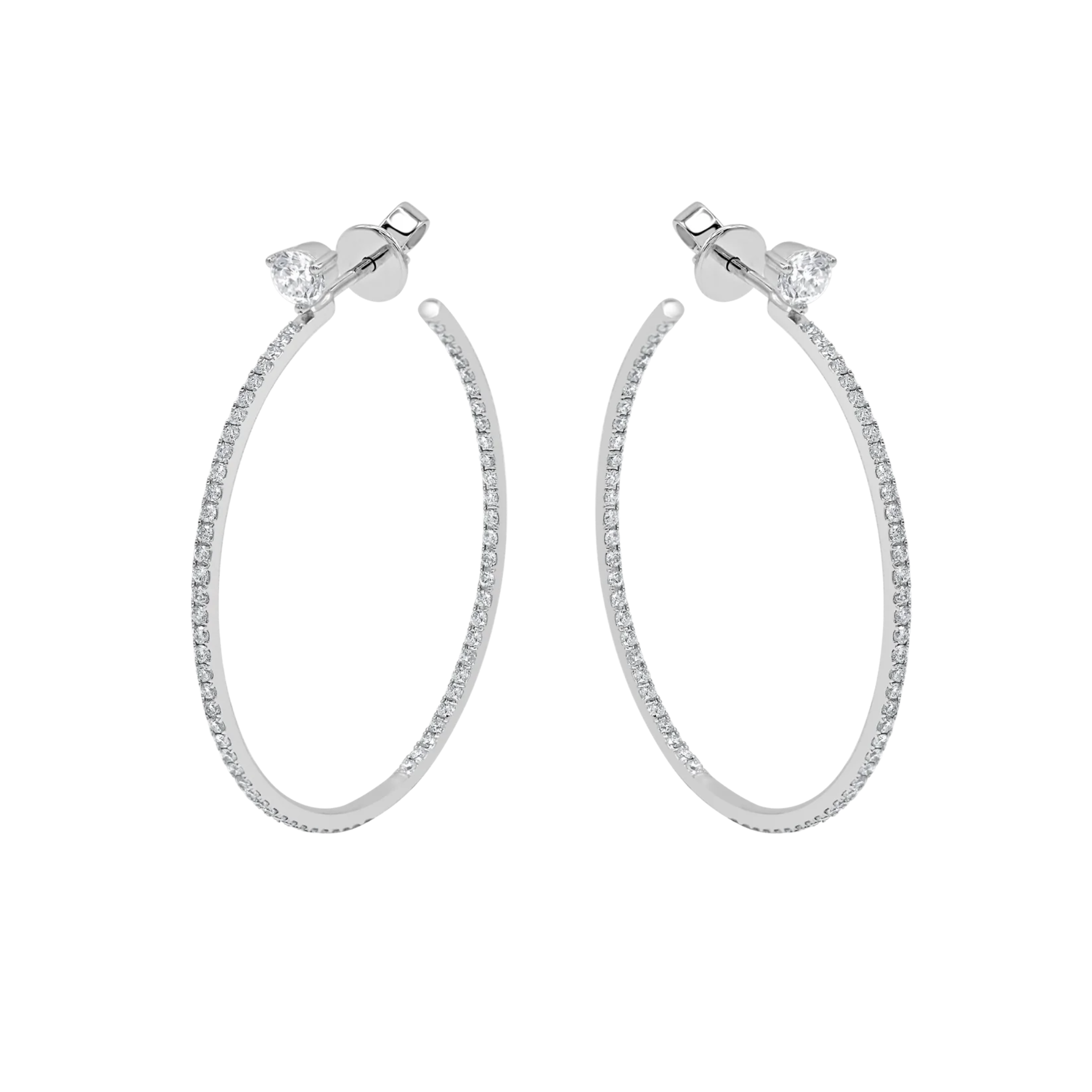 Solitaire Inside/Out Diamond Hoop Earrings 18K White Gold  - Natural Diamonds & Lab Grown Diamonds  - Best prices for jewelry and diamonds. The best jewelry to shop in Dubai and Abu Dhabi - Dubai Tourism. Best Shopping in Dubai Mall - Fashion Avenue, Mall of Emirates, Dubai, Palm Jumeirah and UAE. Hip-hop custom jewelry and manufacturer supplier - diamond and gold wholesaler. The best place to visit in Dubai during vacation. Richie Gold & Diamond is located in Dubai Gold Souk
