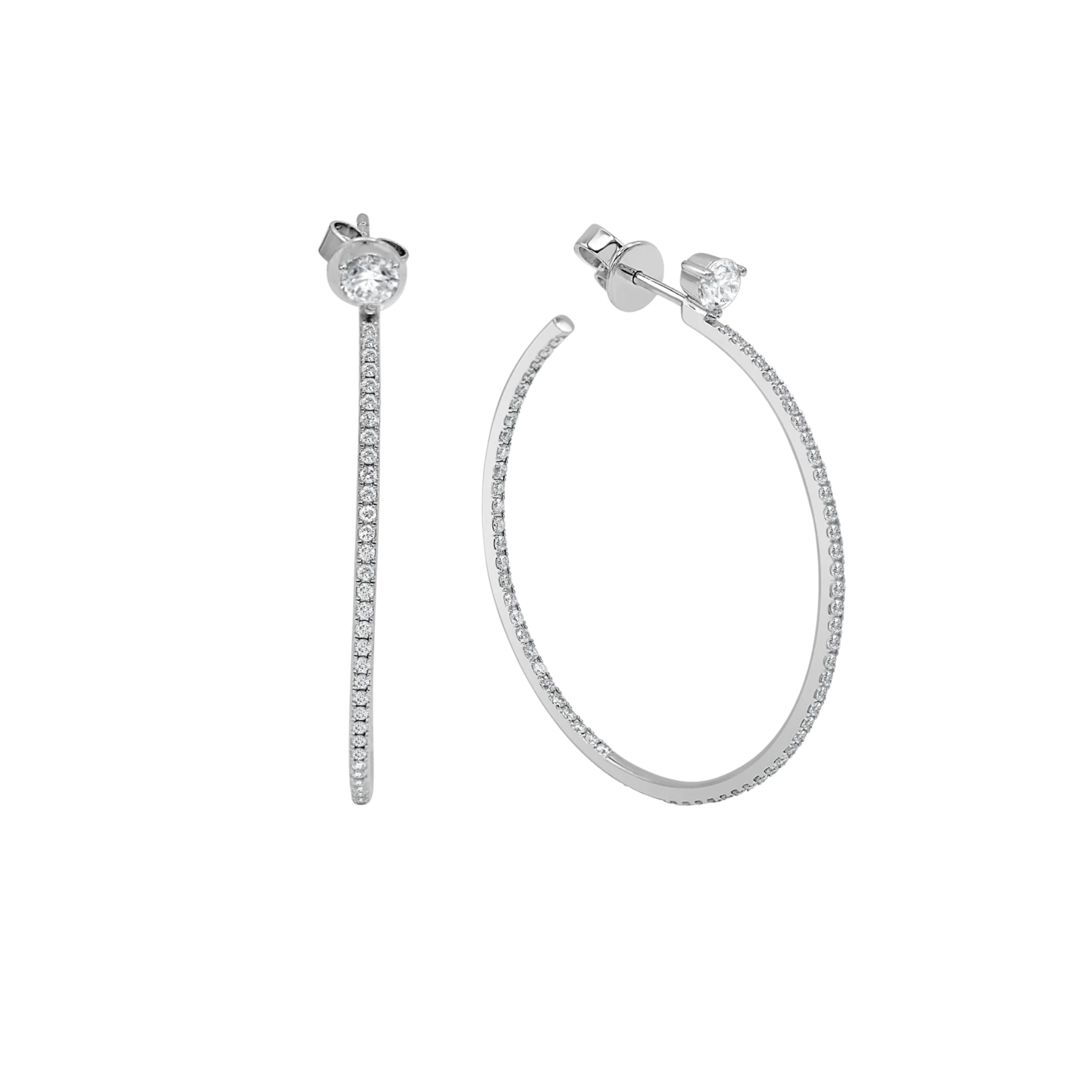 Solitaire Inside/Out Diamond Hoop Earrings 18K White Gold  - Natural Diamonds & Lab Grown Diamonds  - Best prices for jewelry and diamonds. The best jewelry to shop in Dubai and Abu Dhabi - Dubai Tourism. Best Shopping in Dubai Mall - Fashion Avenue, Mall of Emirates, Dubai, Palm Jumeirah and UAE. Hip-hop custom jewelry and manufacturer supplier - diamond and gold wholesaler. The best place to visit in Dubai during vacation. Richie Gold & Diamond is located in Dubai Gold Souk