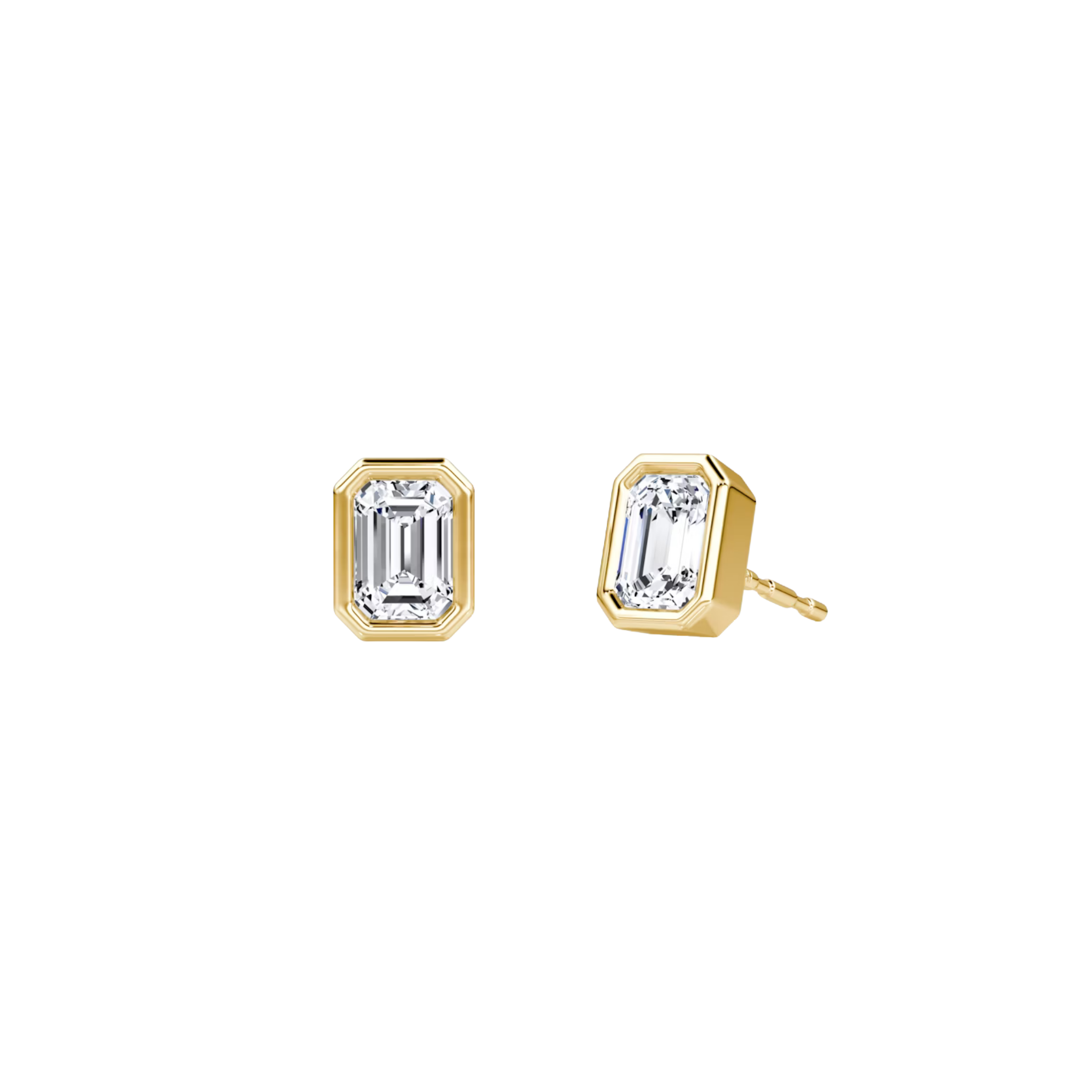 Sorelle Emerald-Cut Diamond Bezel Stud Earrings 18K Gold - Natural Diamonds & Lab Grown Diamonds - Best prices for jewelry and diamonds. The best jewelry to shop in Dubai and Abu Dhabi - Dubai Tourism. Best Shopping in Dubai Mall - Fashion Avenue, Mall of Emirates, Dubai, Palm Jumeirah and UAE. Hip-hop custom jewelry and manufacturer supplier - diamond and gold wholesaler. The best place to visit in Dubai during vacation. Richie Gold & Diamond is located in Dubai Gold Souk